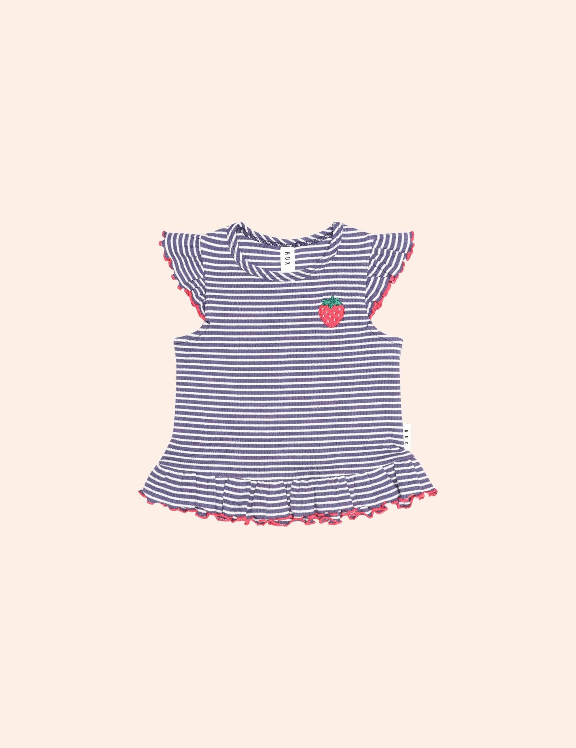 Ink Stripe Rib Peplum Tee SL TOP Huxbaby Shopify
