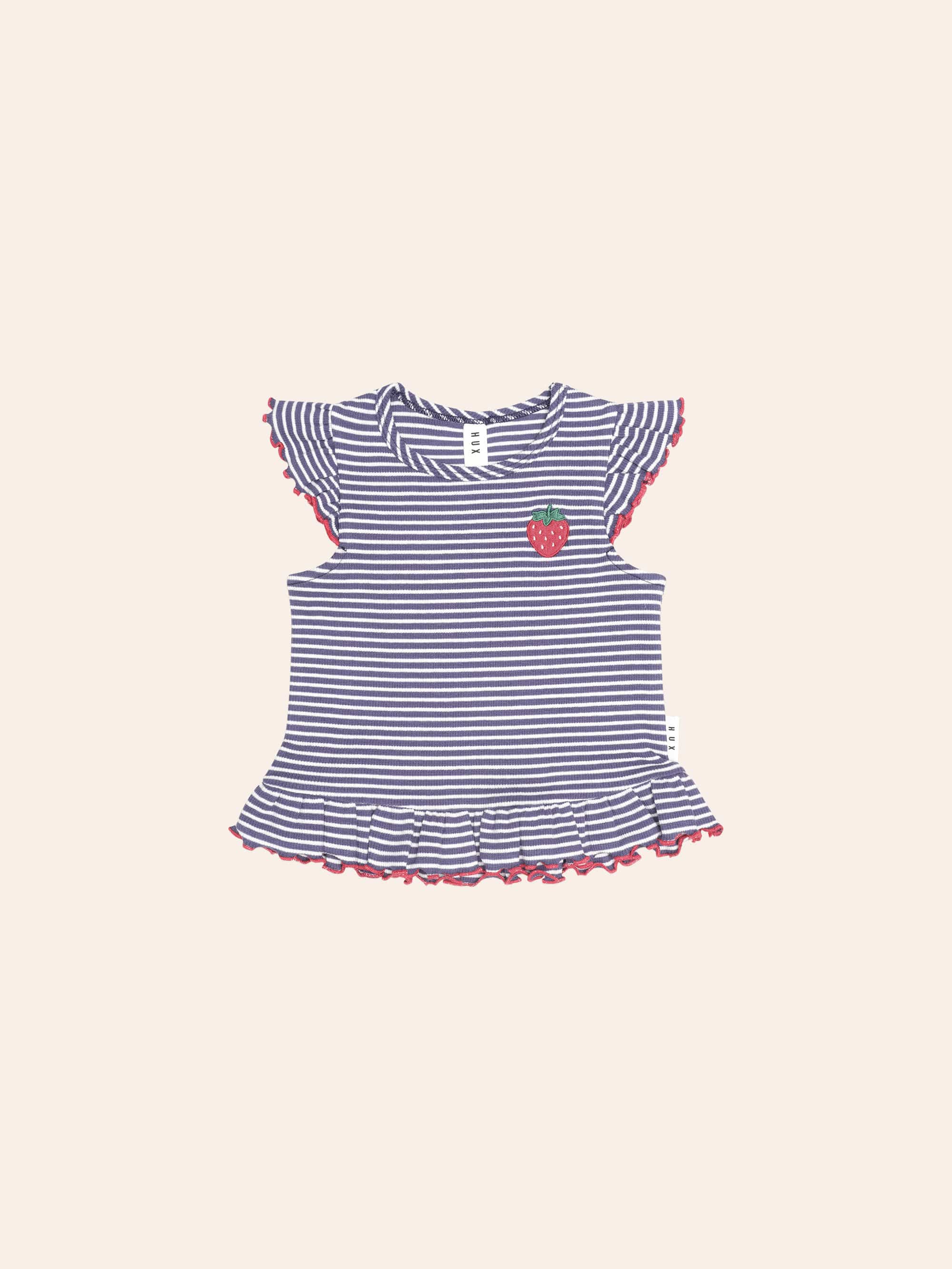 Ink Stripe Rib Peplum Tee SL TOP Huxbaby Shopify