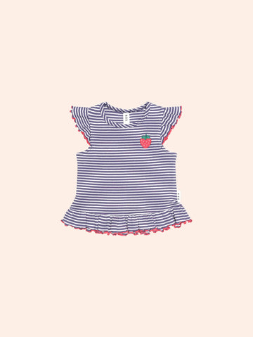 Ink Stripe Rib Peplum Tee SL TOP Huxbaby Shopify