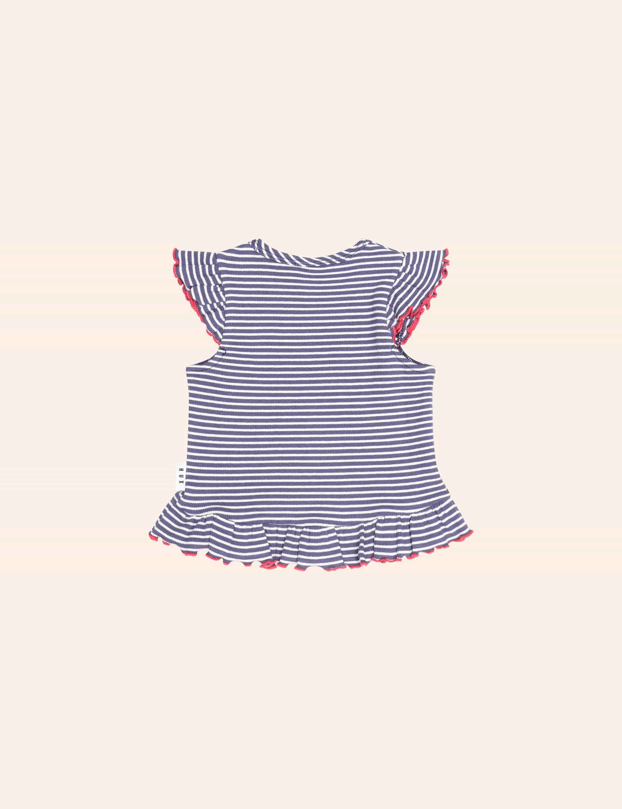 Ink Stripe Rib Peplum Tee SL TOP Huxbaby Shopify