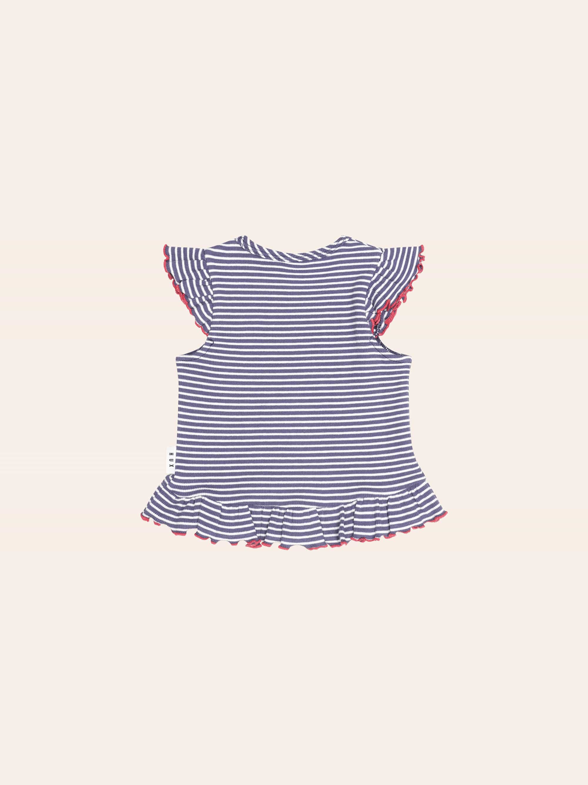 Ink Stripe Rib Peplum Tee SL TOP Huxbaby Shopify
