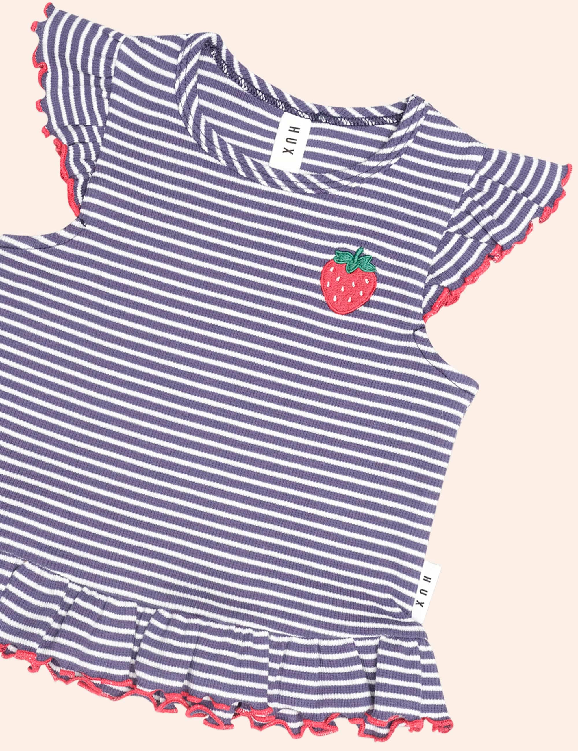Ink Stripe Rib Peplum Tee SL TOP Huxbaby Shopify