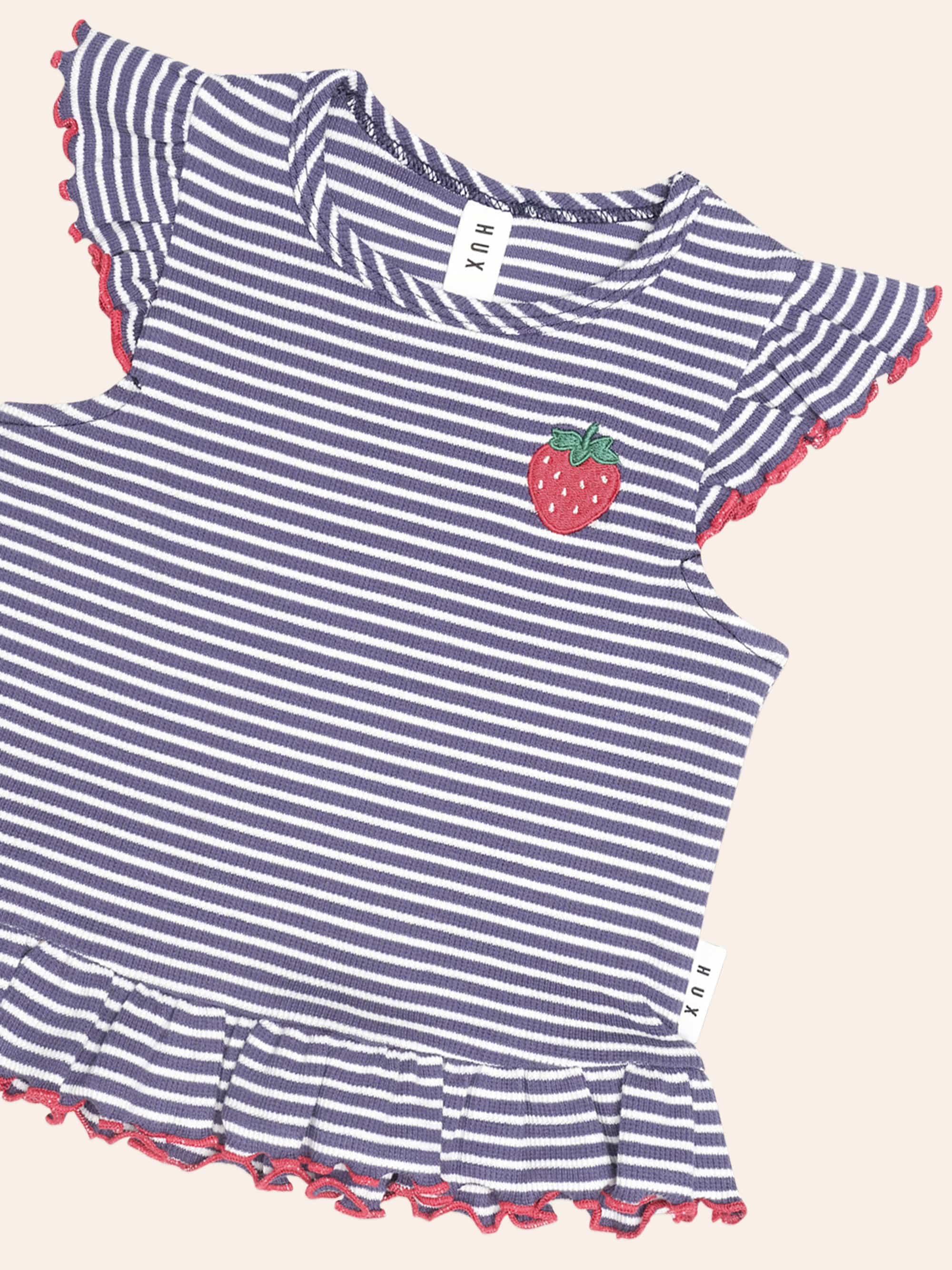 Ink Stripe Rib Peplum Tee SL TOP Huxbaby Shopify