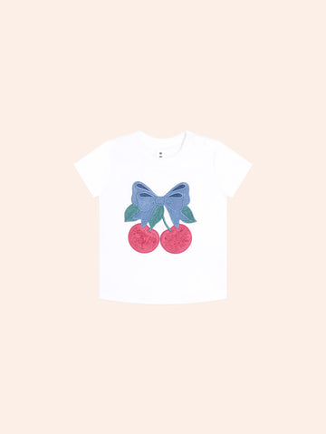 Cherry Bow Tee SL TOP Huxbaby Shopify