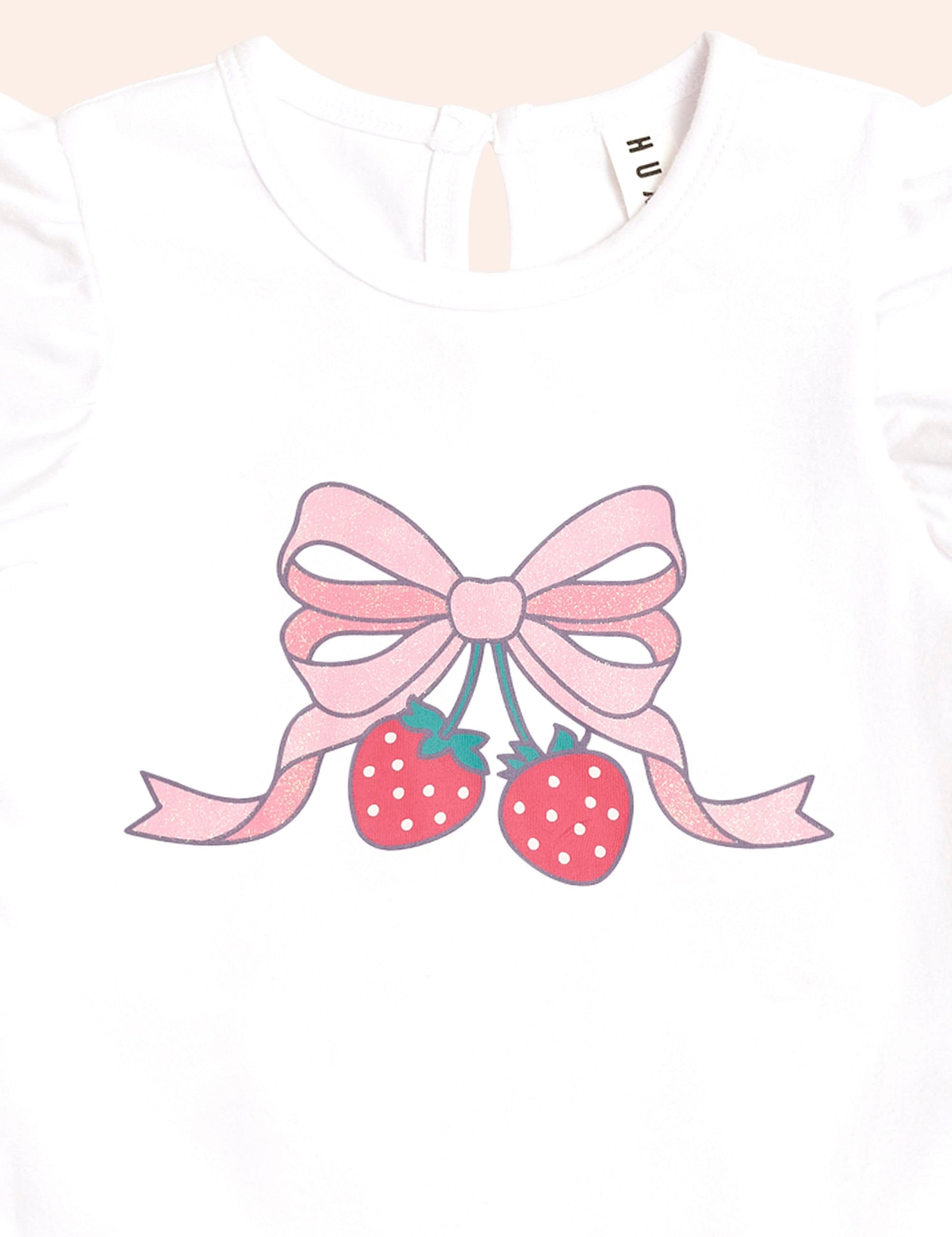 Strawberry Bow Frill Tee SL TOP Huxbaby Shopify