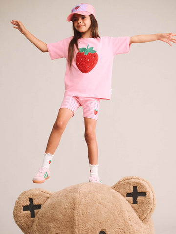 Furry Strawberry Slouchy Tee SL TOP Huxbaby Shopify