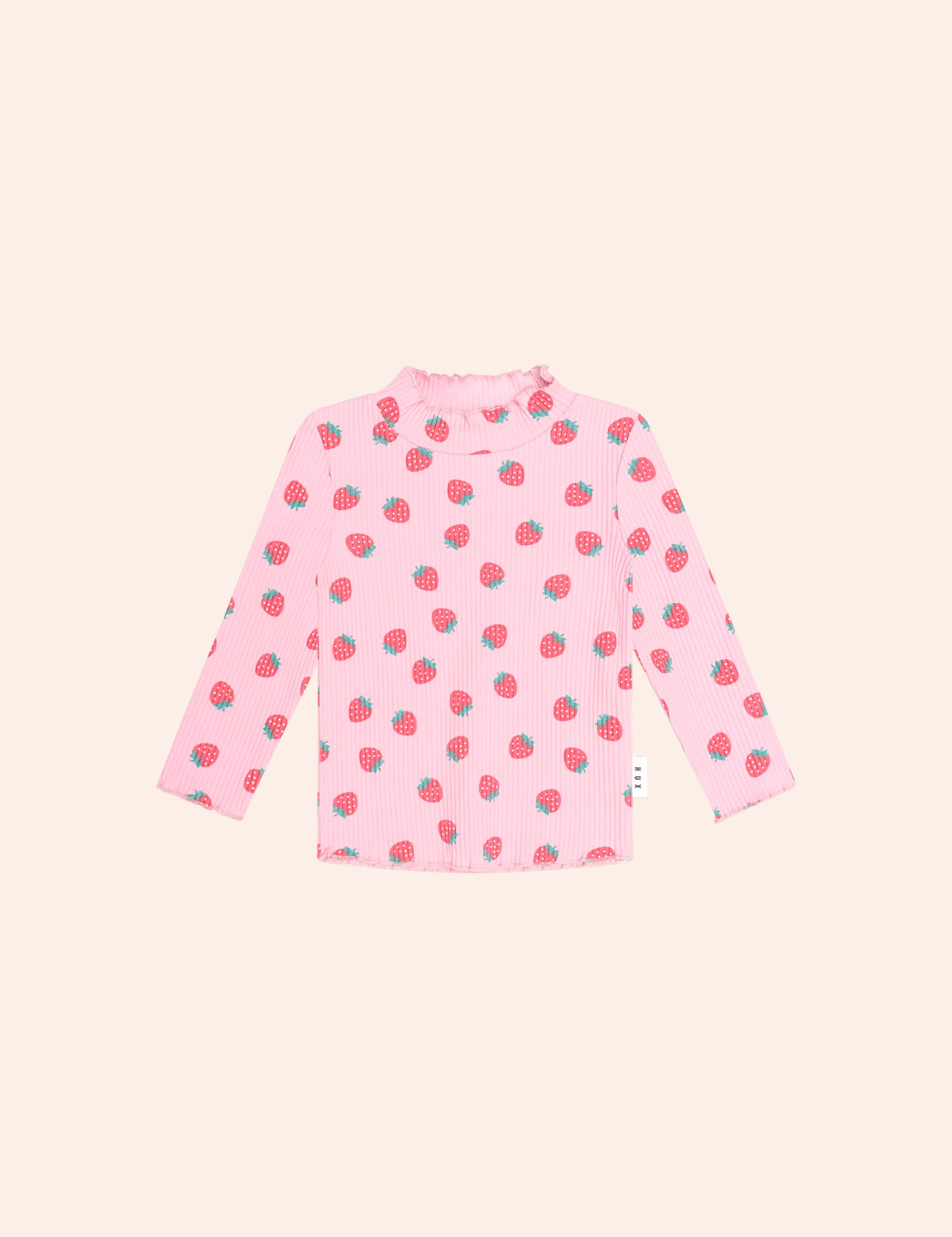 Strawberry Print Rib Skivvy TOP LS Huxbaby Shopify