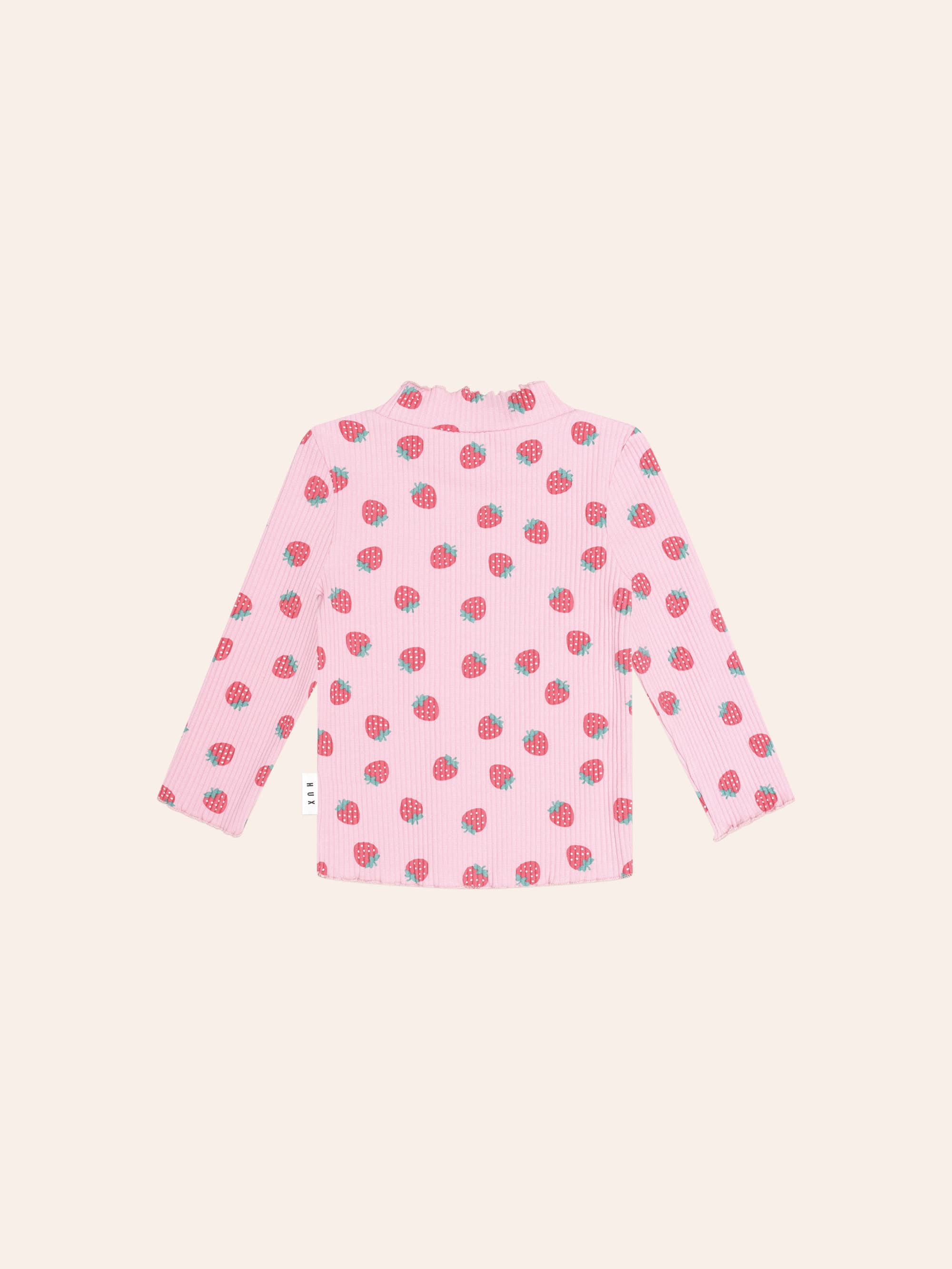 Huxbaby Shopify TOP LS Strawberry Print Rib Skivvy