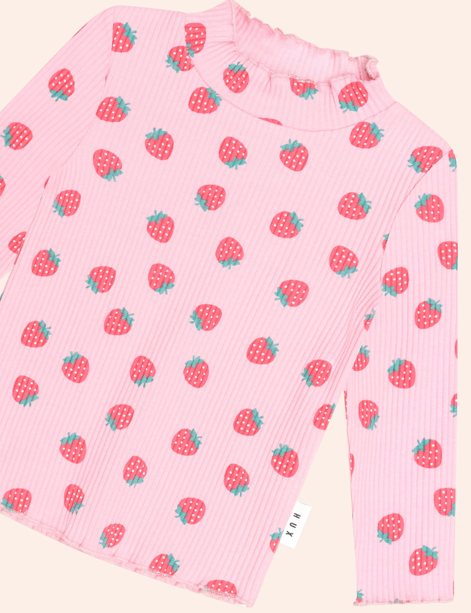 Strawberry Print Rib Skivvy TOP LS Huxbaby Shopify