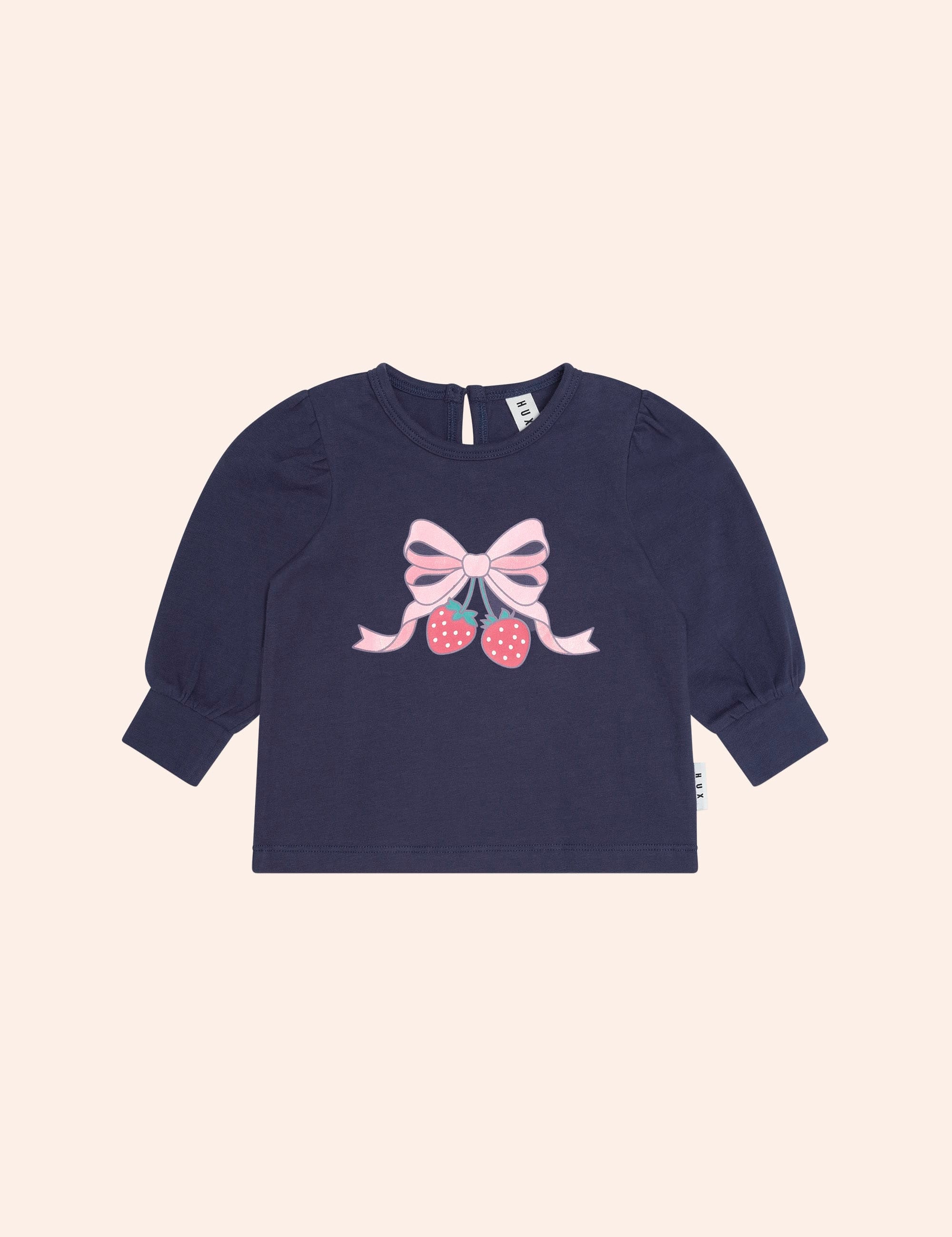 Strawberry Bow Puff Slv Top TOP LS Huxbaby Shopify