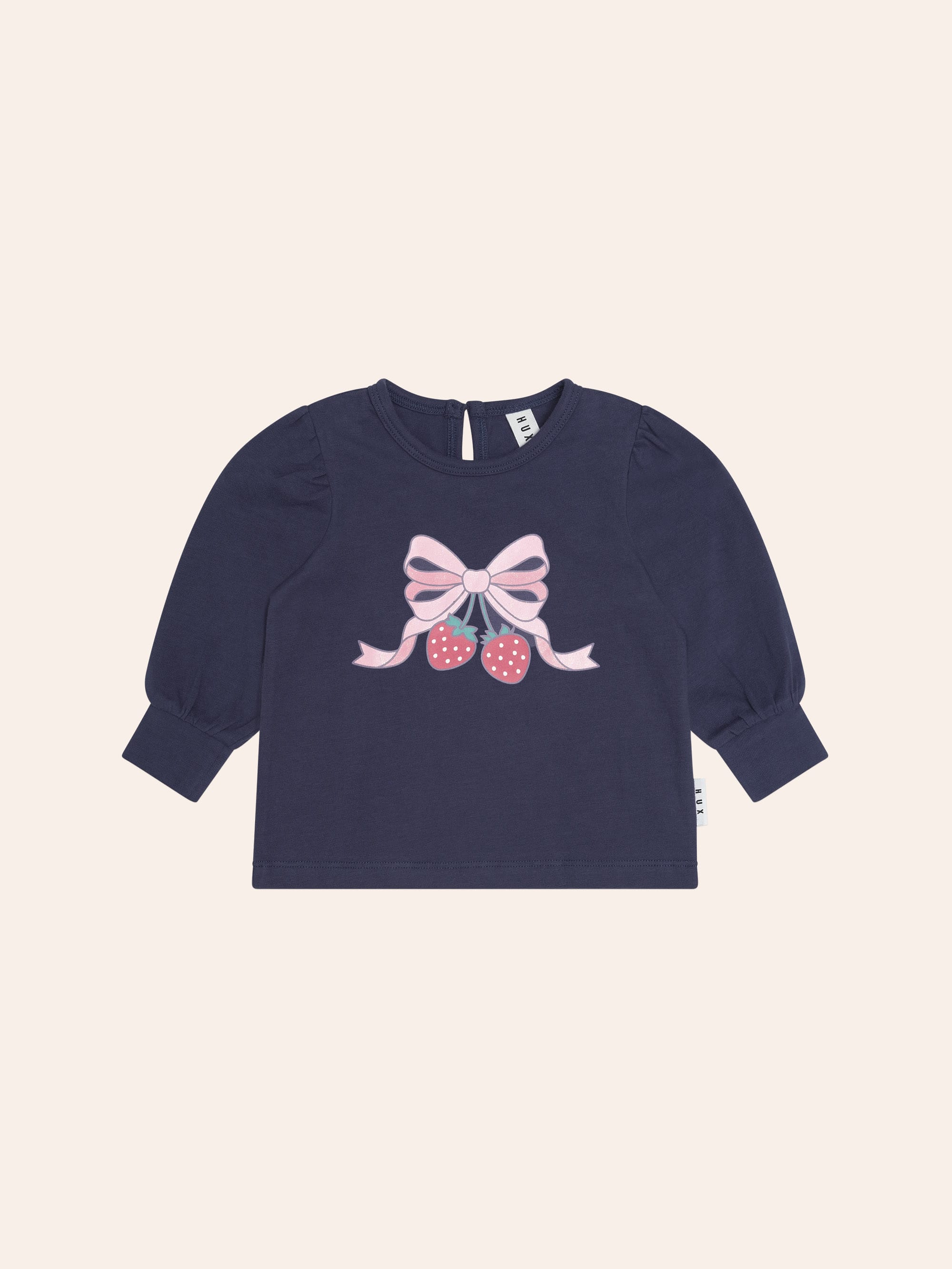 Strawberry Bow Puff Slv Top TOP LS Huxbaby Shopify
