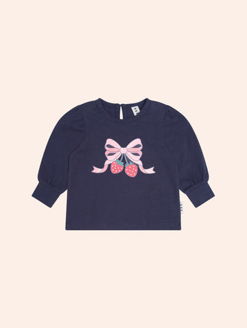 Strawberry Bow Puff Slv Top TOP LS Huxbaby Shopify
