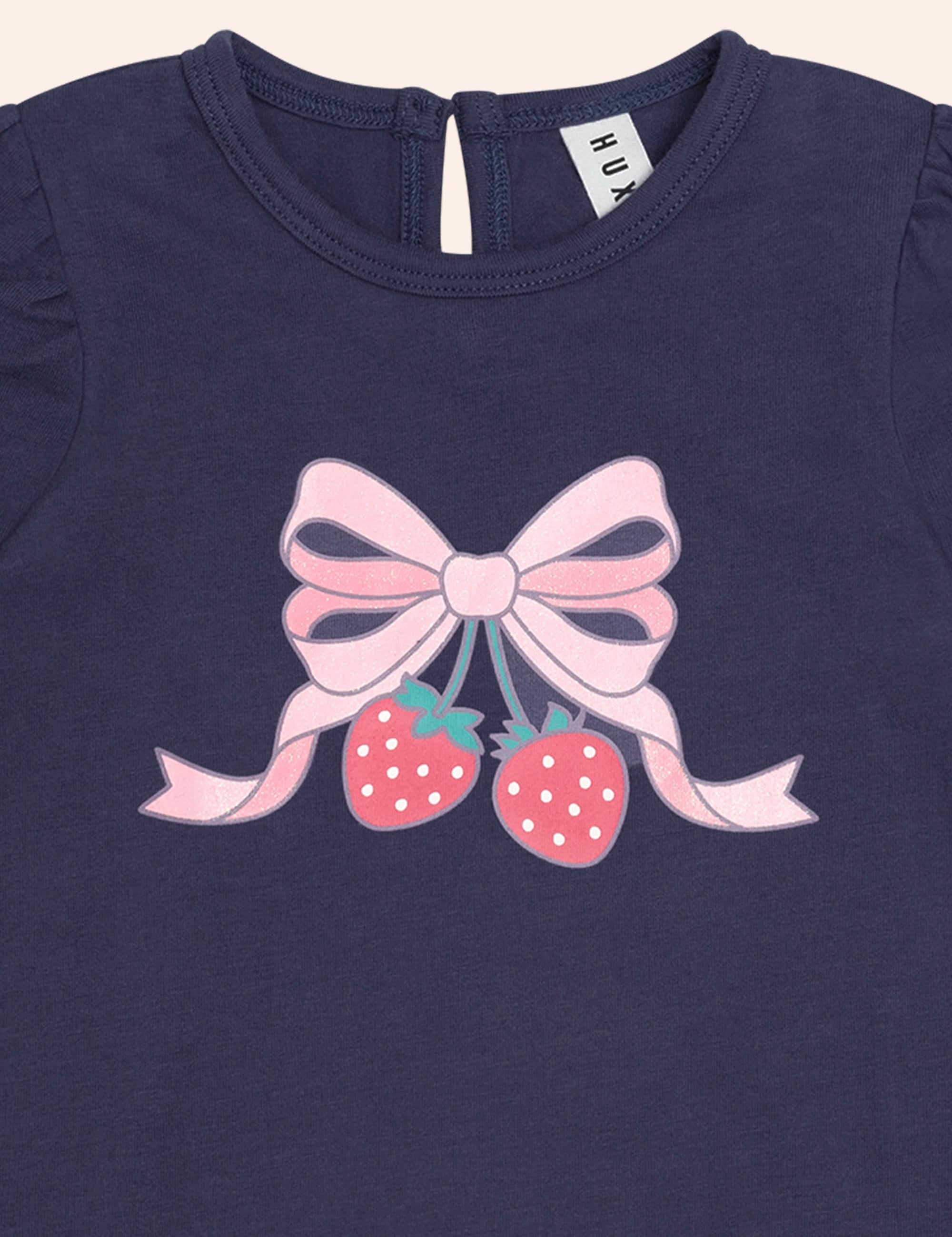 Strawberry Bow Puff Slv Top TOP LS Huxbaby Shopify