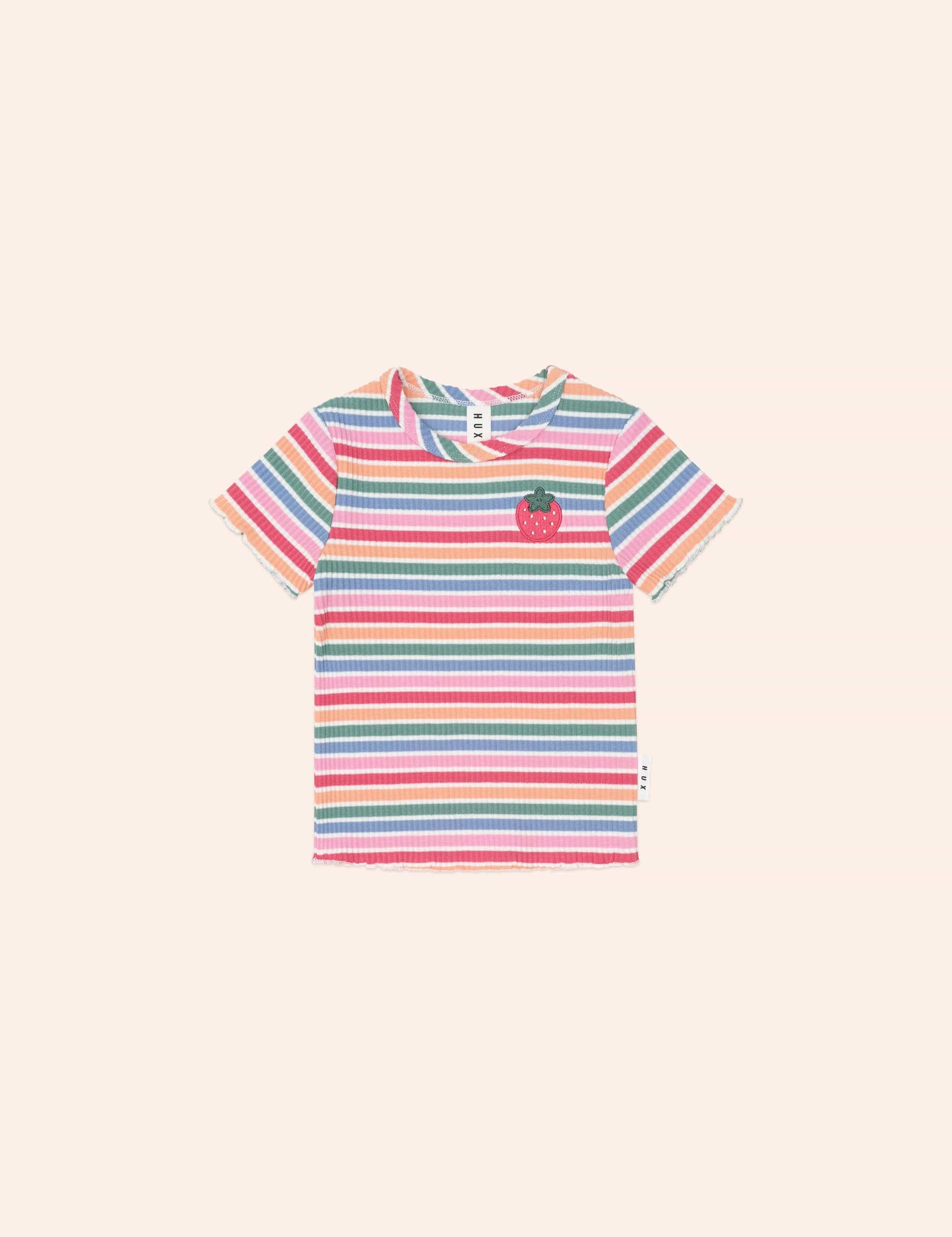 Tutti Frutti Stripe Rib Tee T-SHIRT Huxbaby