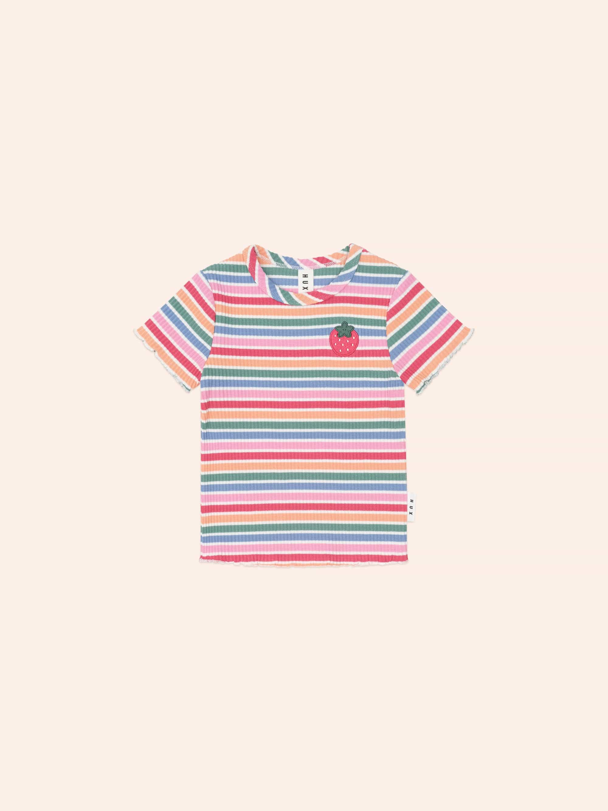 Tutti Frutti Stripe Rib Tee T-SHIRT Huxbaby