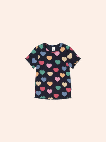 Multi Hearts Rib Tee T-SHIRT Huxbaby