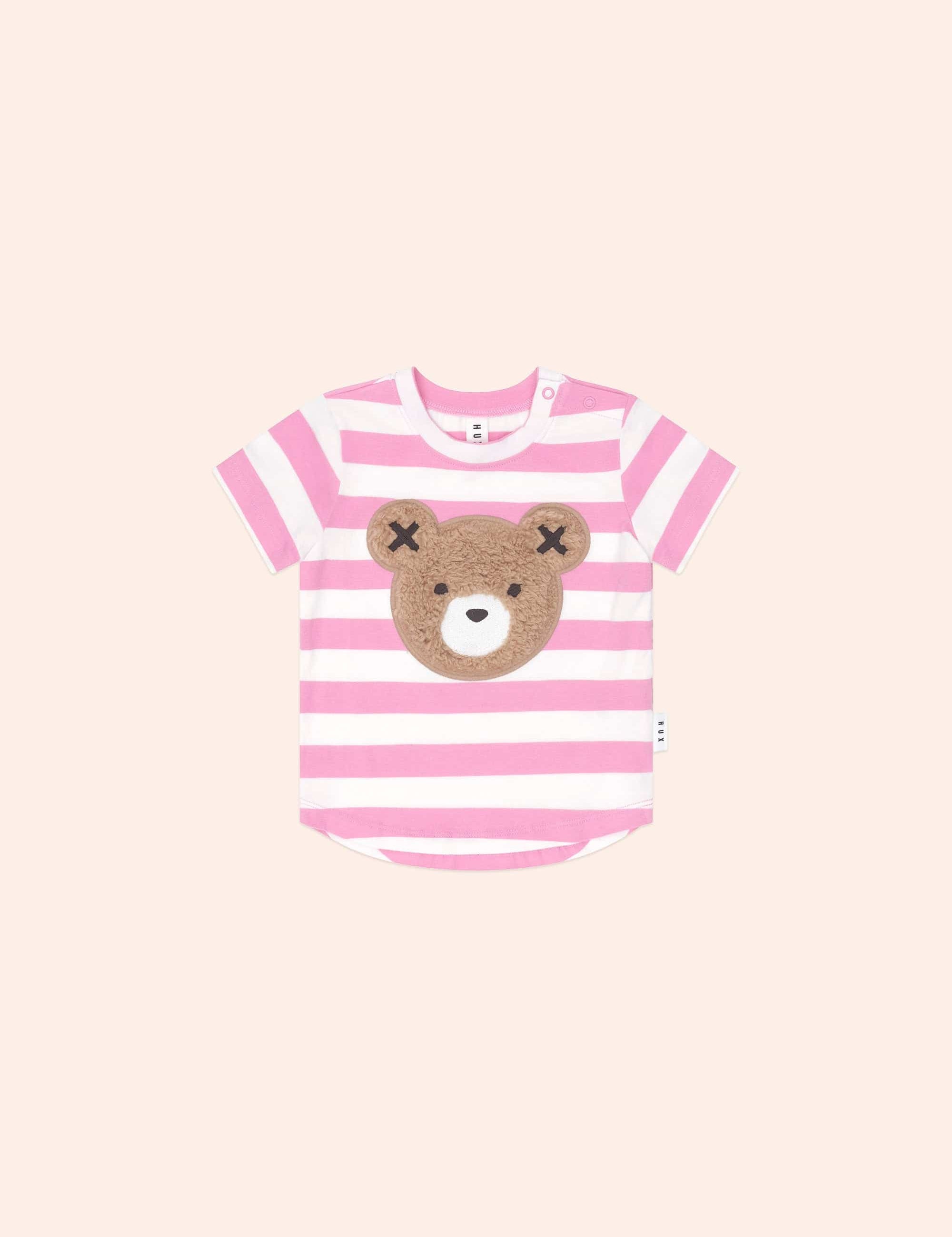 Furry Huxbear Stripe Tee Pink T-SHIRT Huxbaby