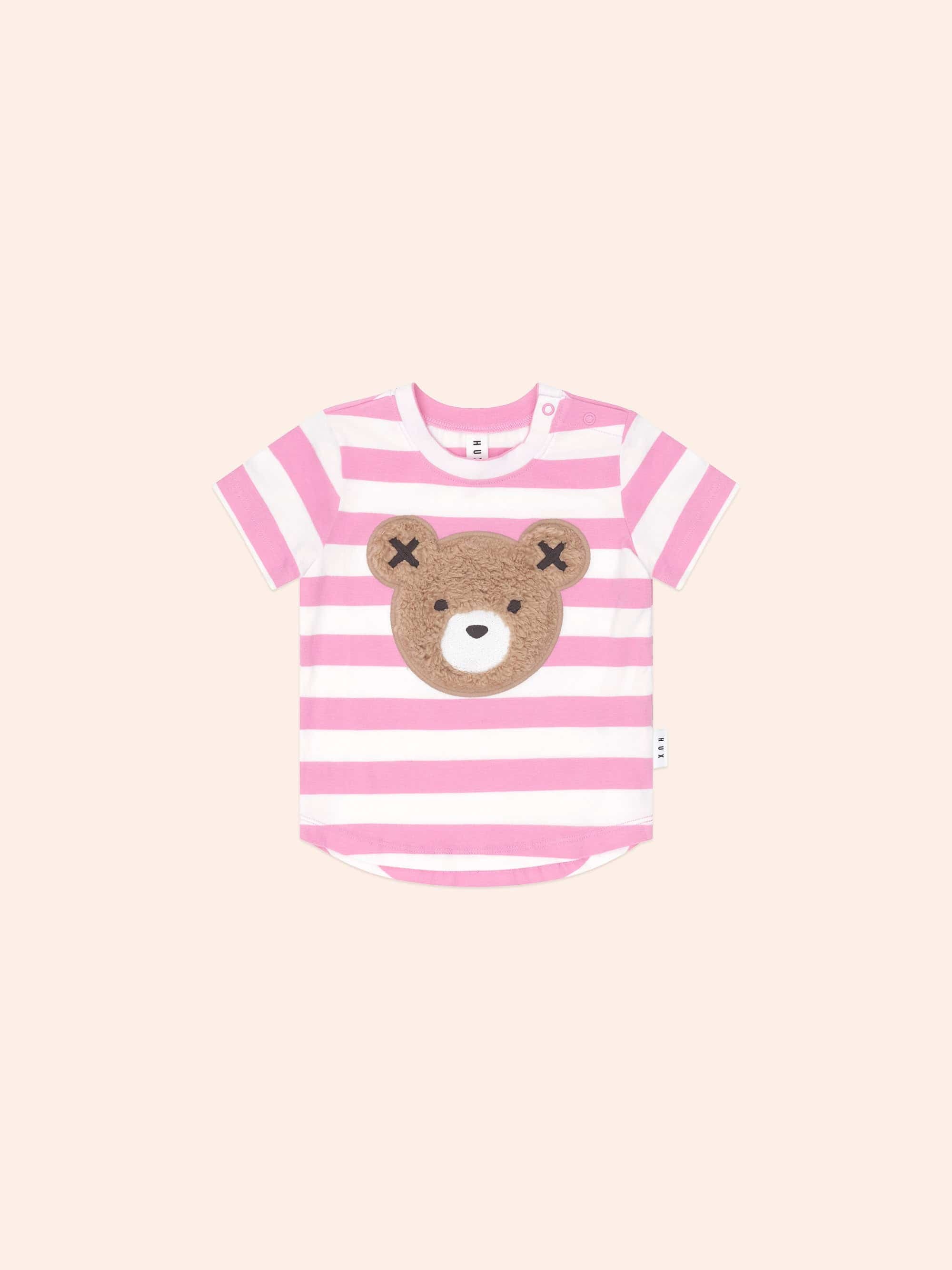 Furry Huxbear Stripe Tee Pink T-SHIRT Huxbaby