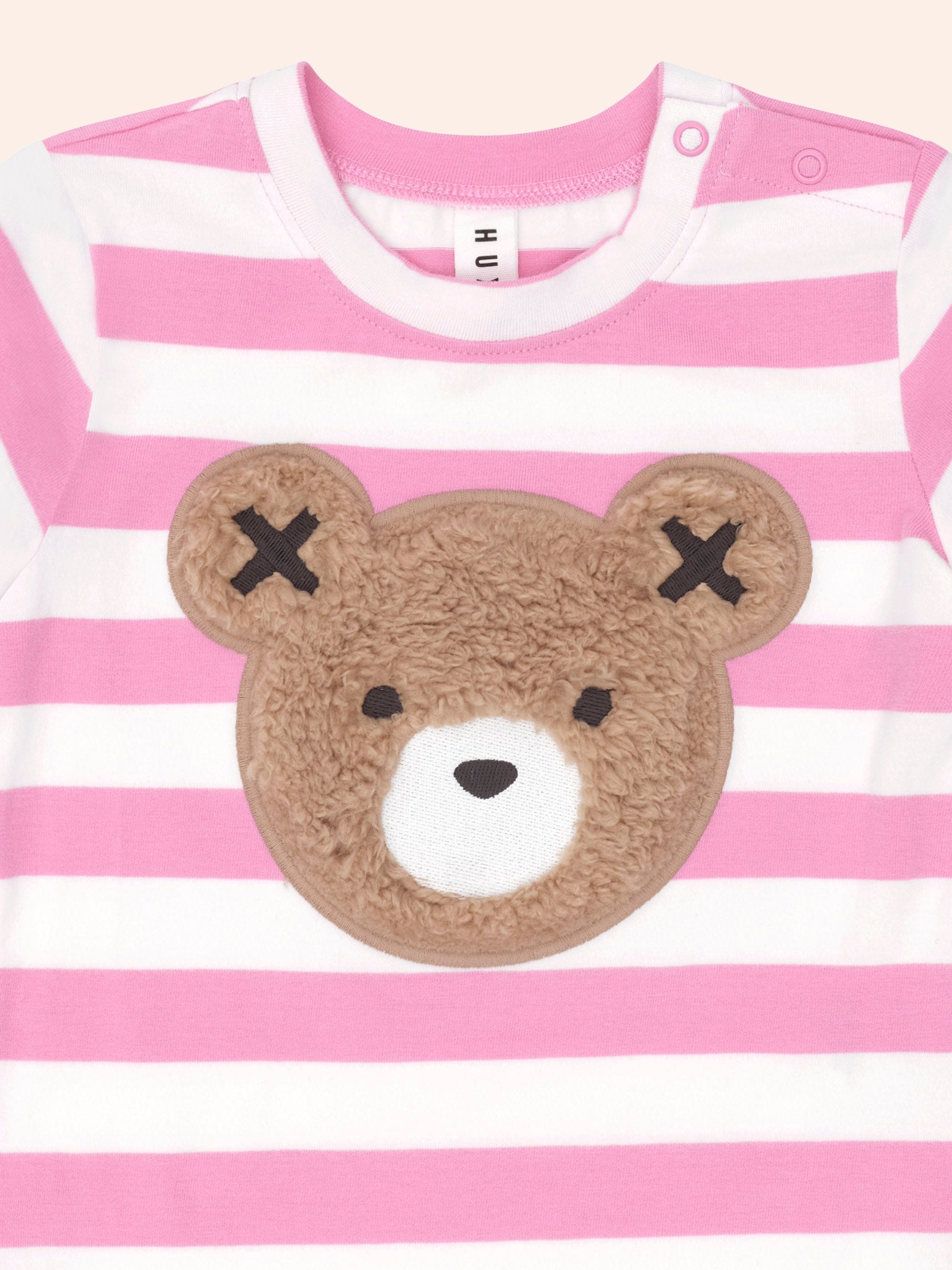 Furry Huxbear Stripe Tee Pink T-SHIRT Huxbaby