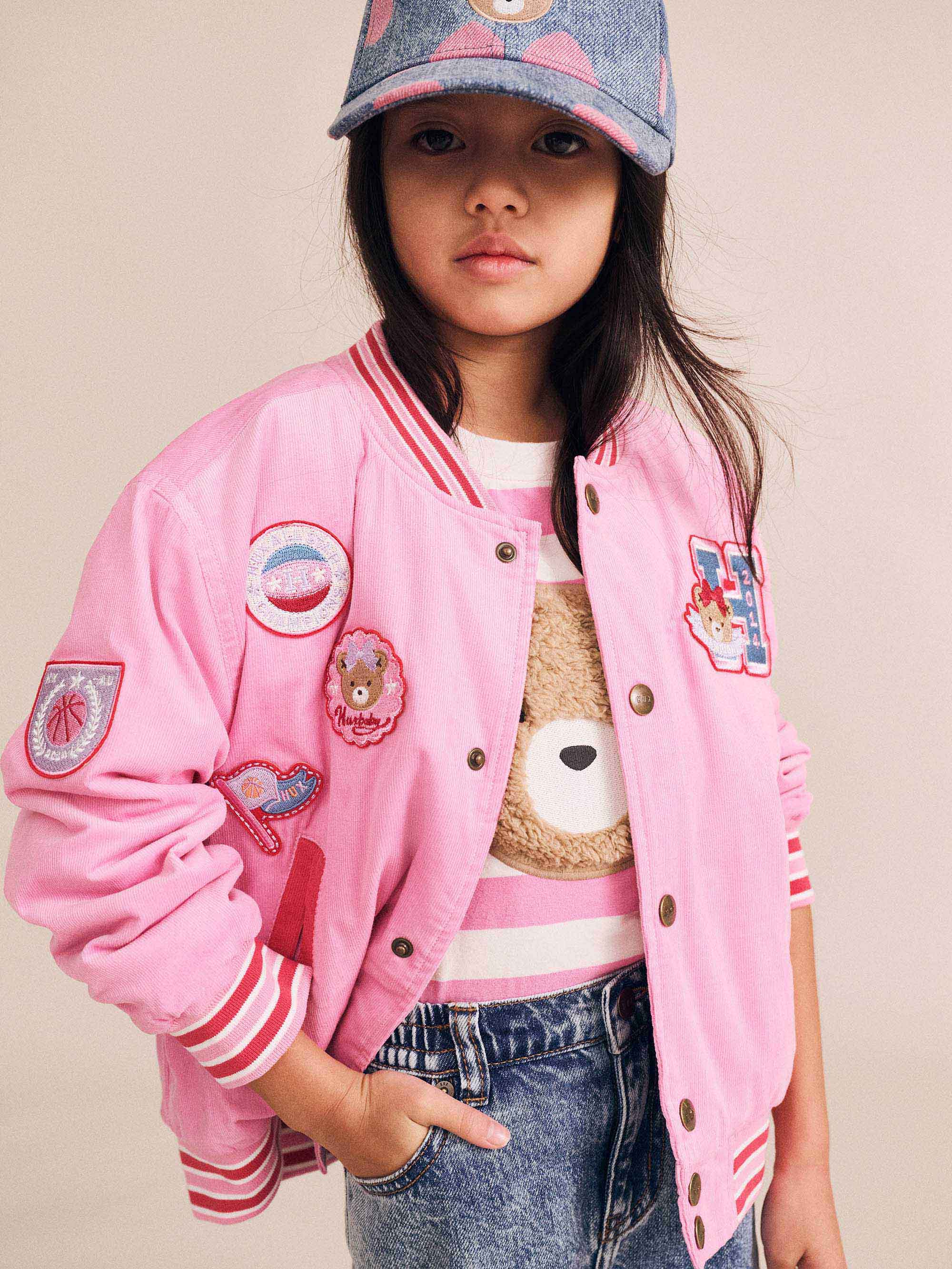 Furry Huxbear Stripe Tee Pink T-SHIRT Huxbaby