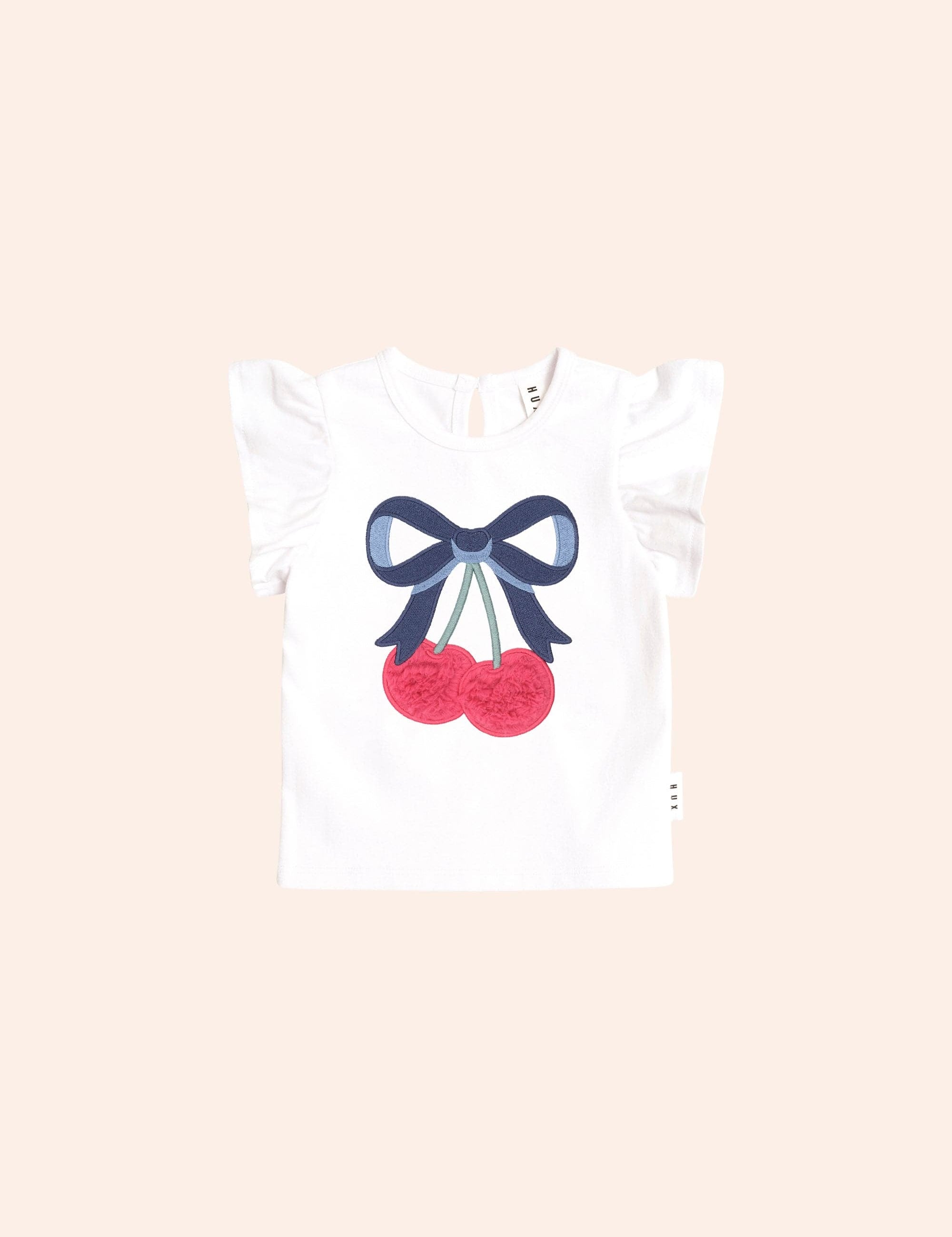 Cherry Bow Frill Sleeve Tee T-SHIRT Huxbaby