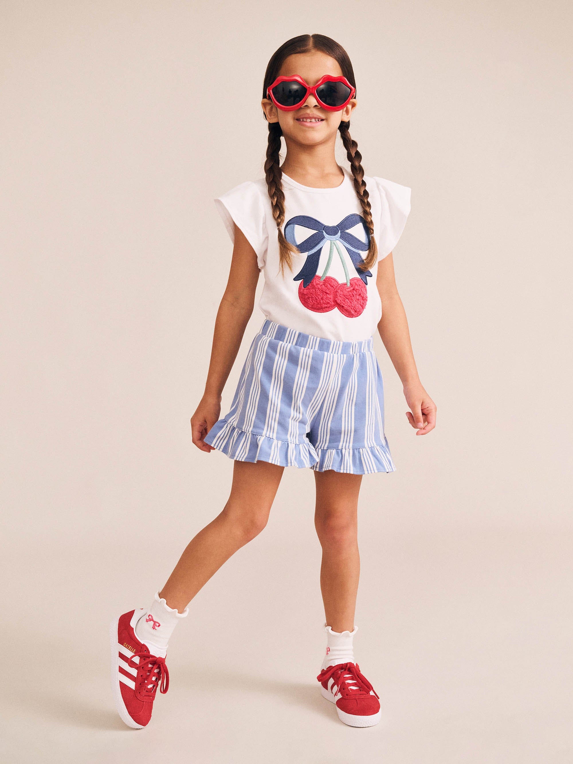 Cherry Bow Frill Sleeve Tee T-SHIRT Huxbaby