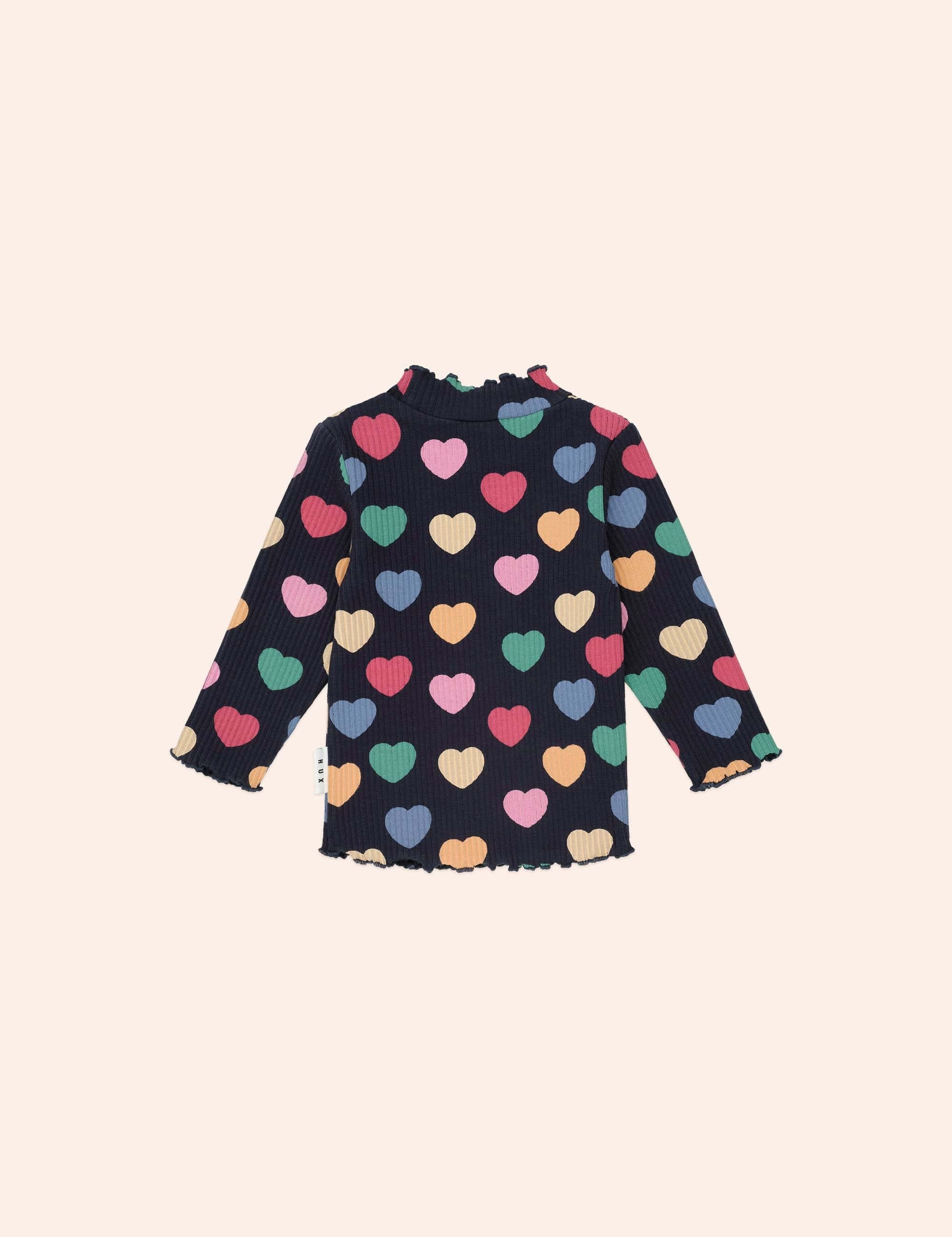 Multi Hearts Rib Skivvy TOP LS Huxbaby
