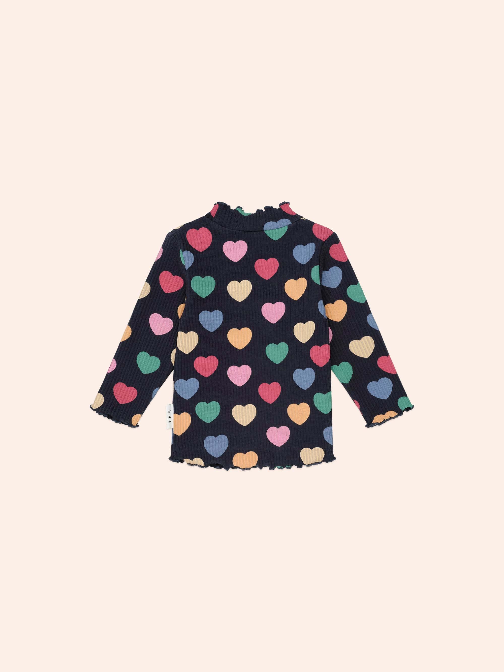 Multi Hearts Rib Skivvy TOP LS Huxbaby