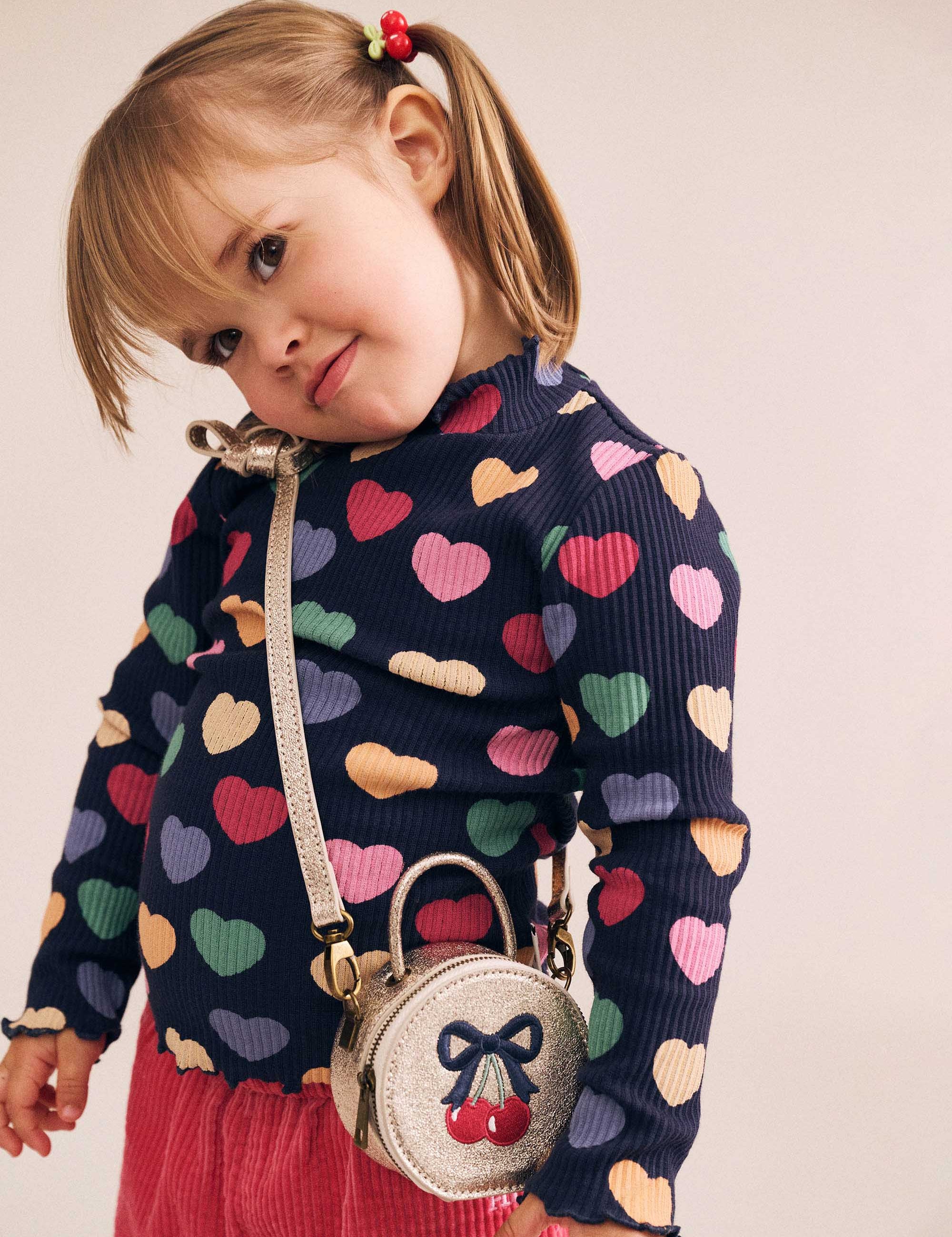 Multi Hearts Rib Skivvy TOP LS Huxbaby