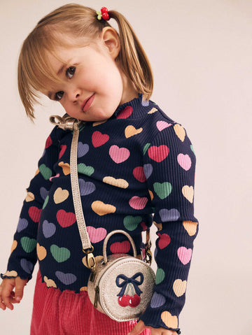 Multi Hearts Rib Skivvy TOP LS Huxbaby