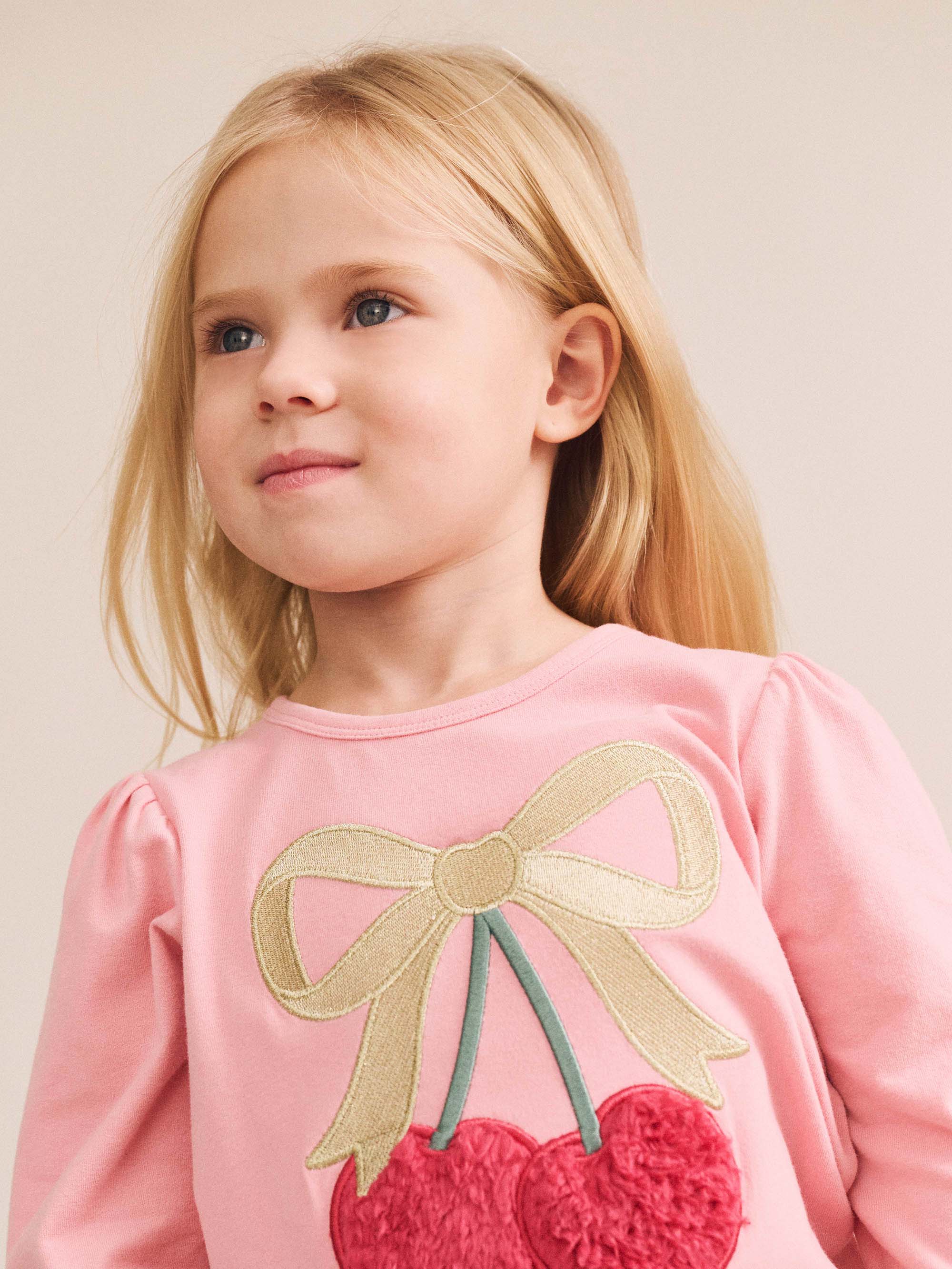 Cherry Bow Puff Sleeve Top TOP LS Huxbaby