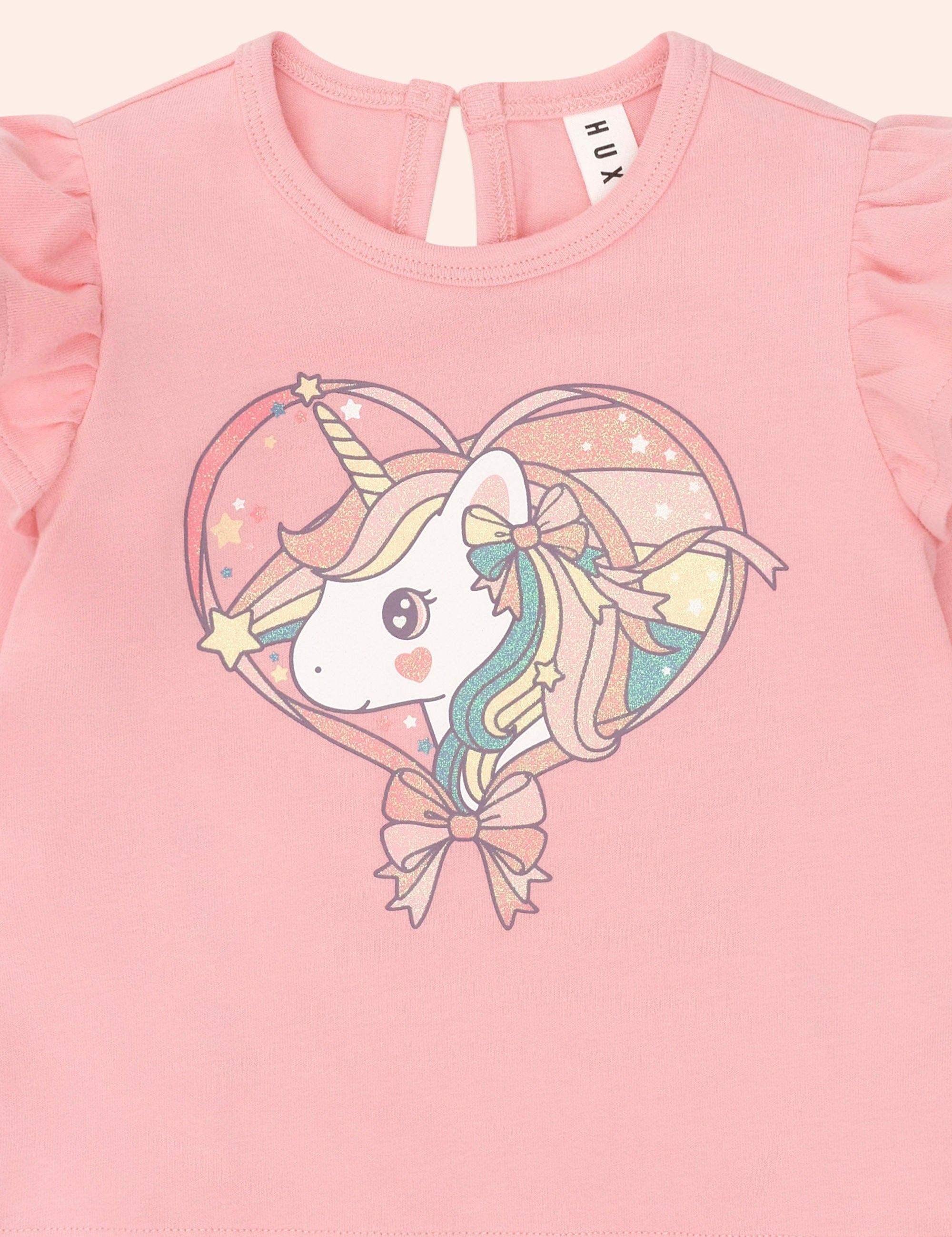 Whimsical Unicorn Frill Top TOP LS Huxbaby