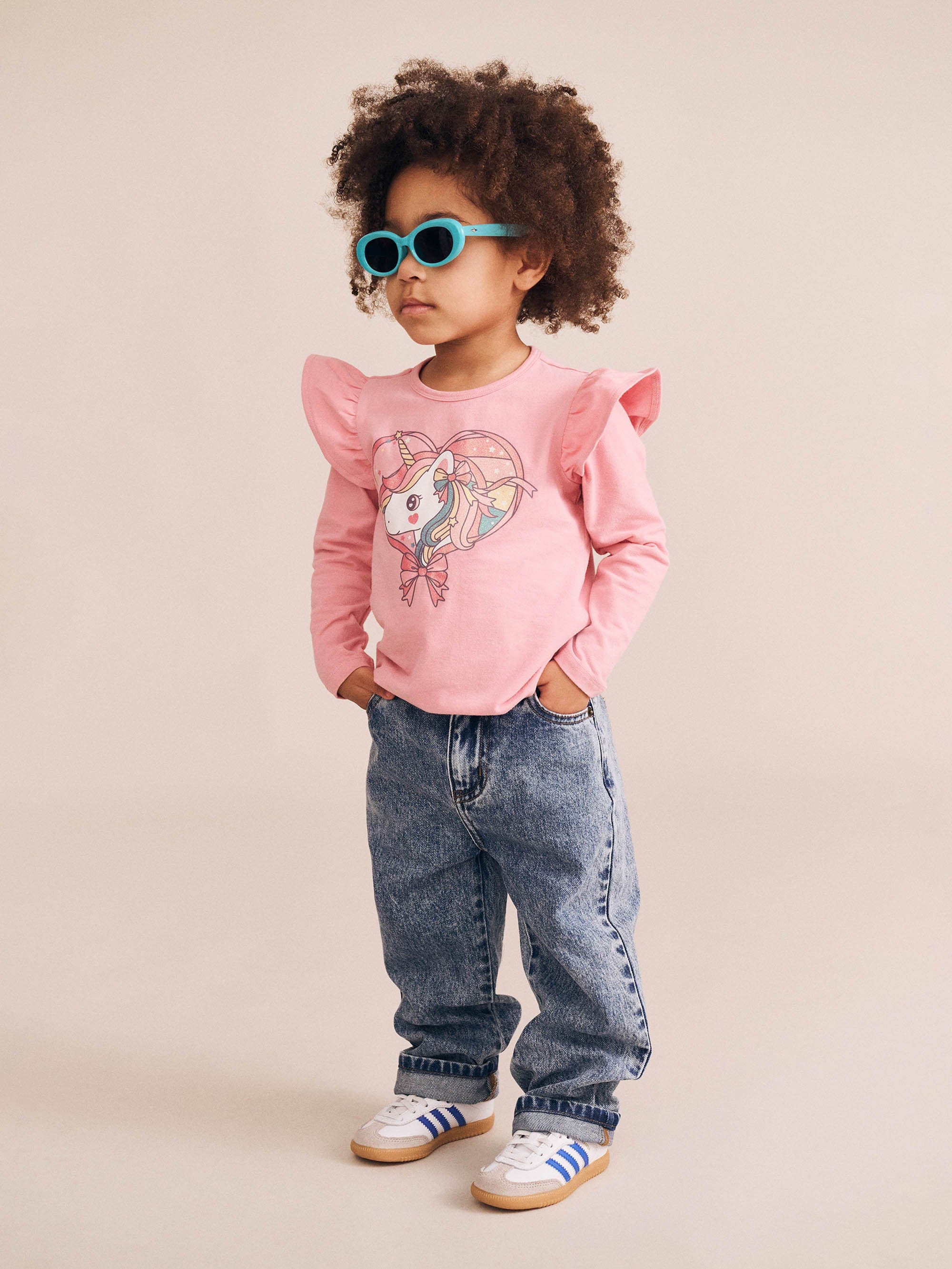 Whimsical Unicorn Frill Top TOP LS Huxbaby