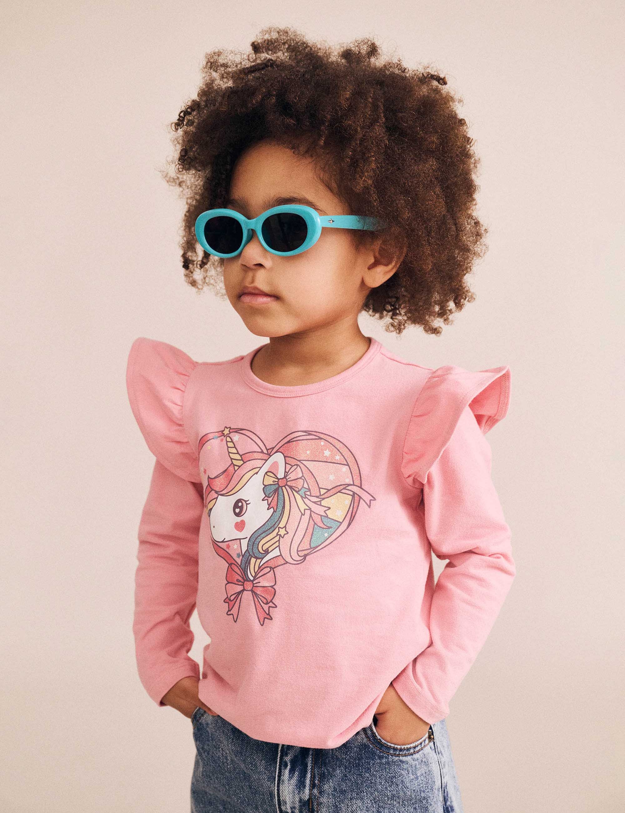 Whimsical Unicorn Frill Top TOP LS Huxbaby