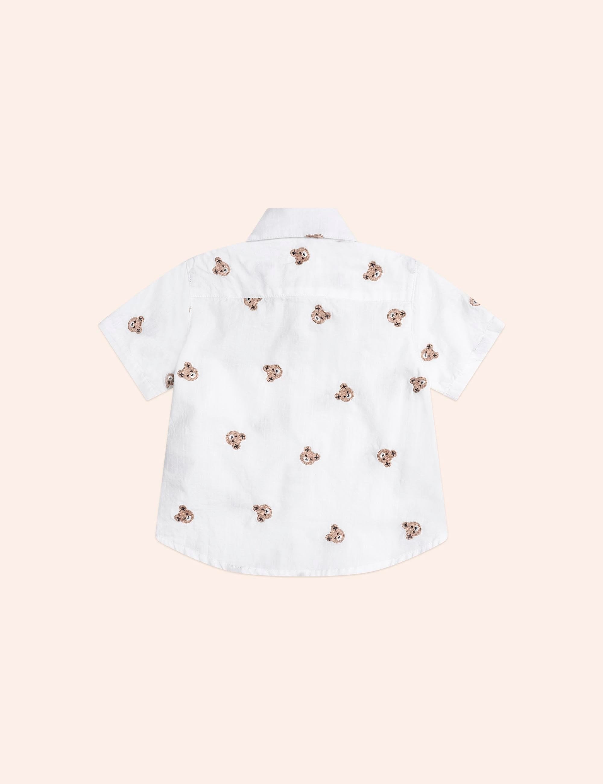 Shortsleeve Huxbear Button Up Crisp White T-SHIRT Huxbaby