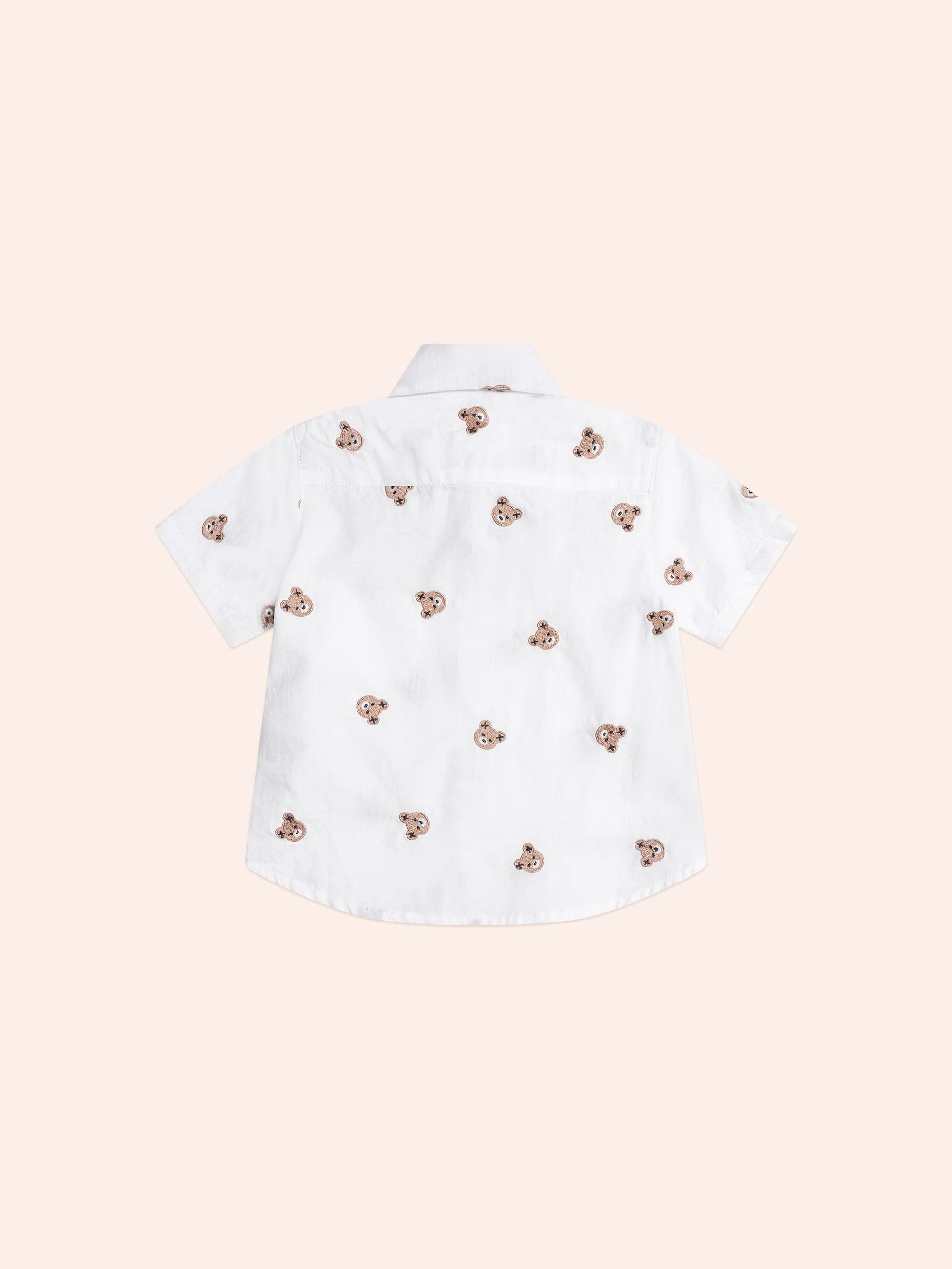 Shortsleeve Huxbear Button Up Crisp White T-SHIRT Huxbaby