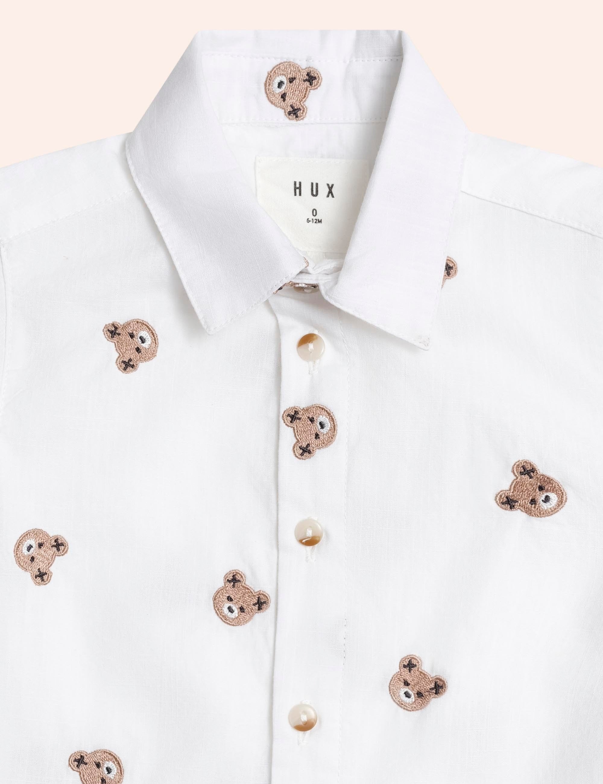 Shortsleeve Huxbear Button Up Crisp White T-SHIRT Huxbaby
