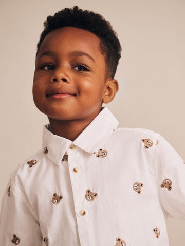 Shortsleeve Huxbear Button Up Crisp White T-SHIRT Huxbaby