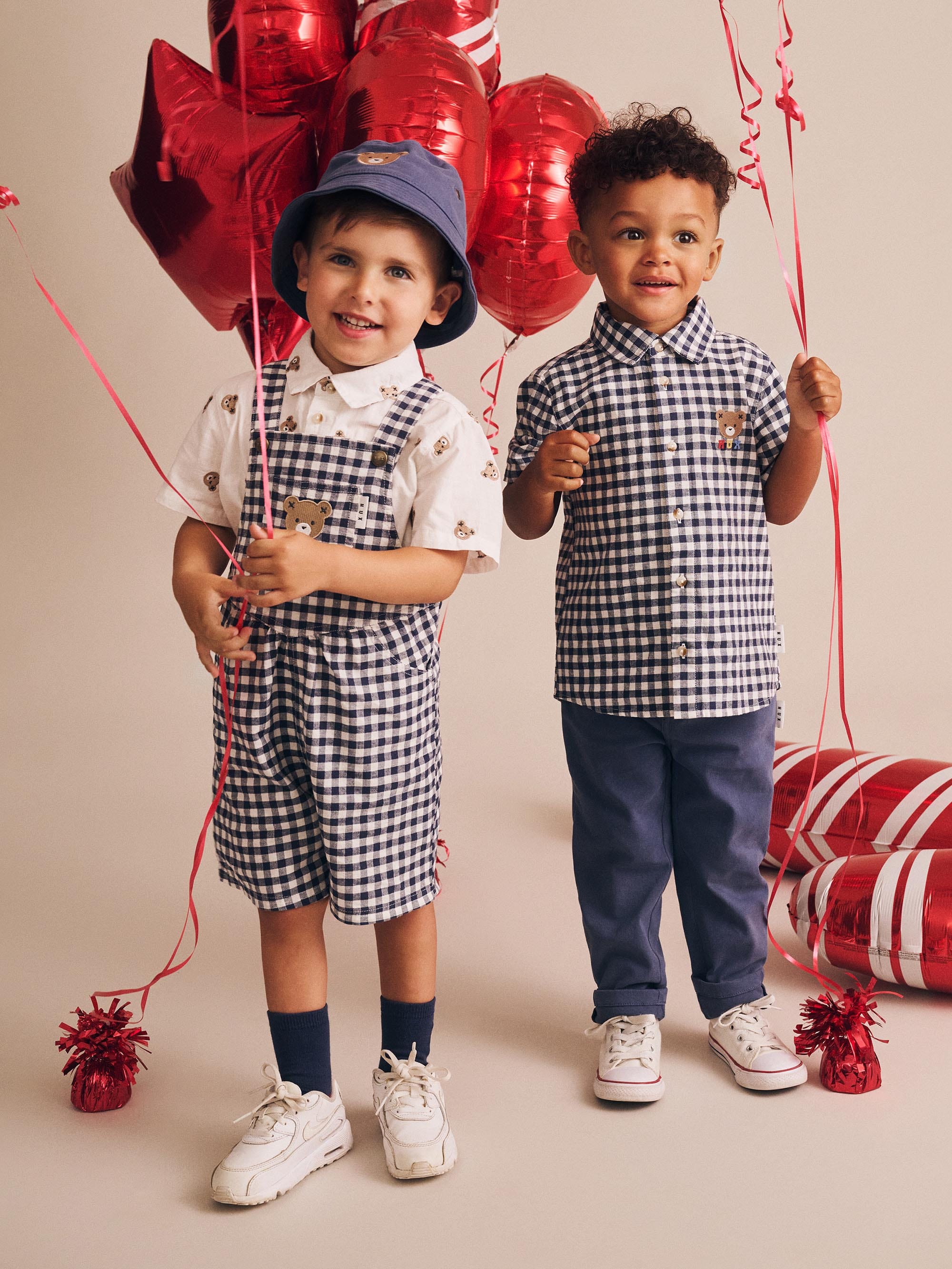 Huxbear Button Up Blue Check T-SHIRT Huxbaby