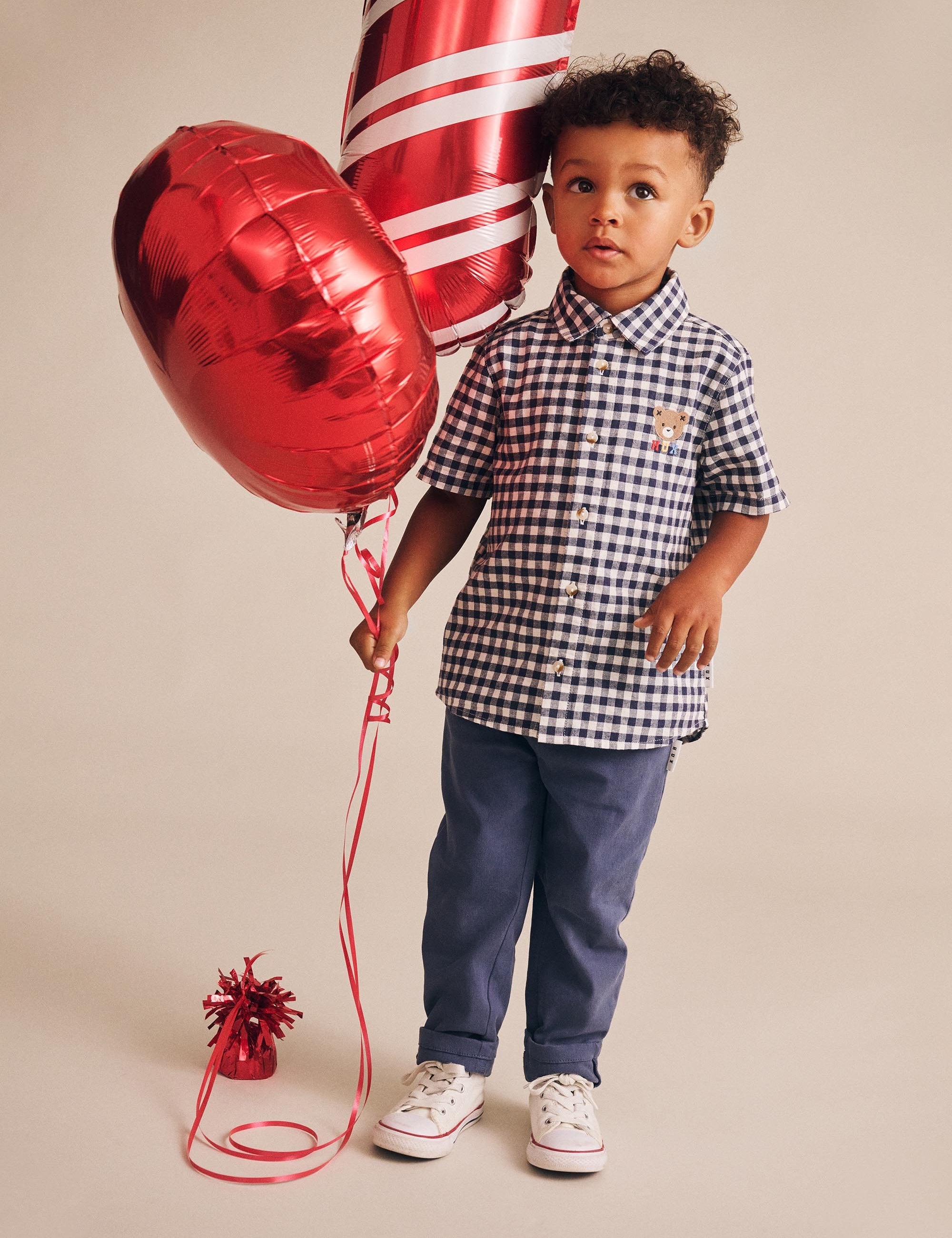 Huxbear Button Up Blue Check T-SHIRT Huxbaby