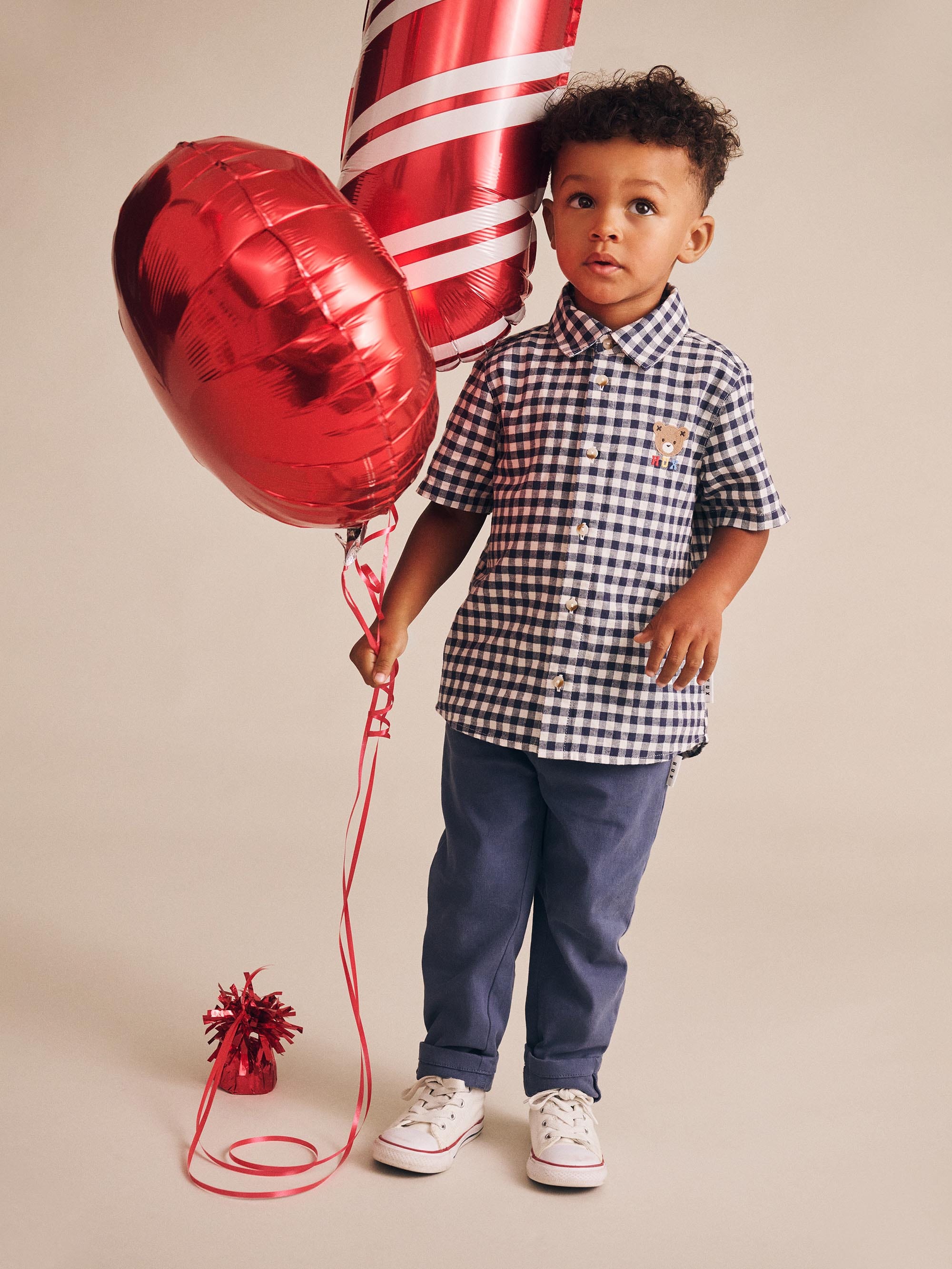 Huxbear Button Up Blue Check T-SHIRT Huxbaby