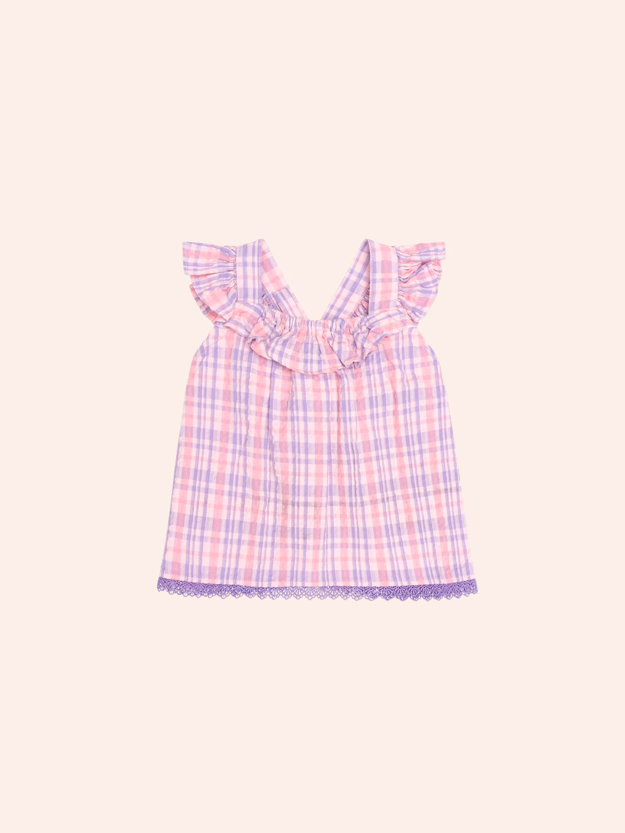 Tropical Check Tie Top SL TOP Huxbaby Shopify