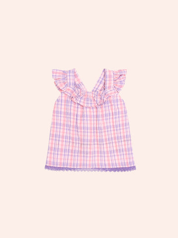Tropical Check Tie Top SL TOP Huxbaby Shopify