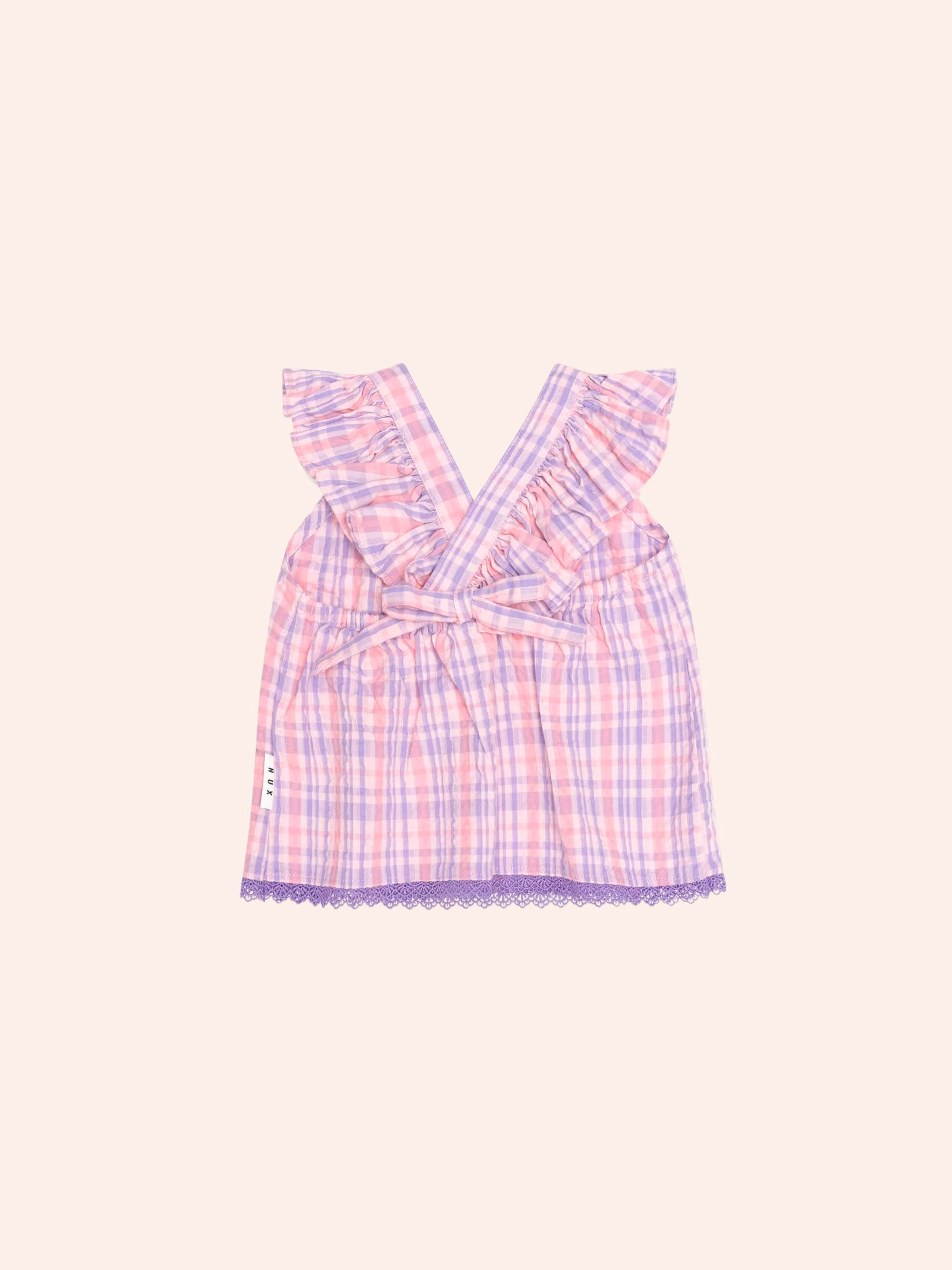 Tropical Check Tie Top SL TOP Huxbaby Shopify
