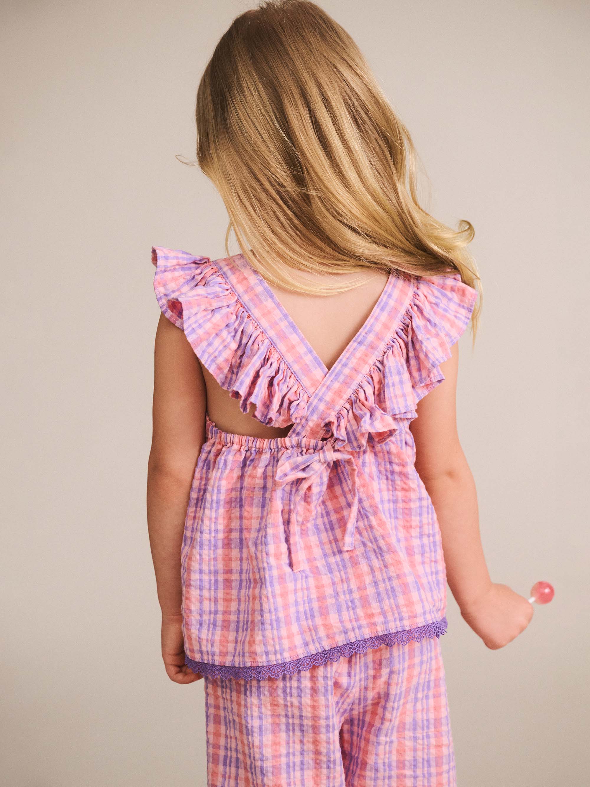 Tropical Check Tie Top SL TOP Huxbaby Shopify