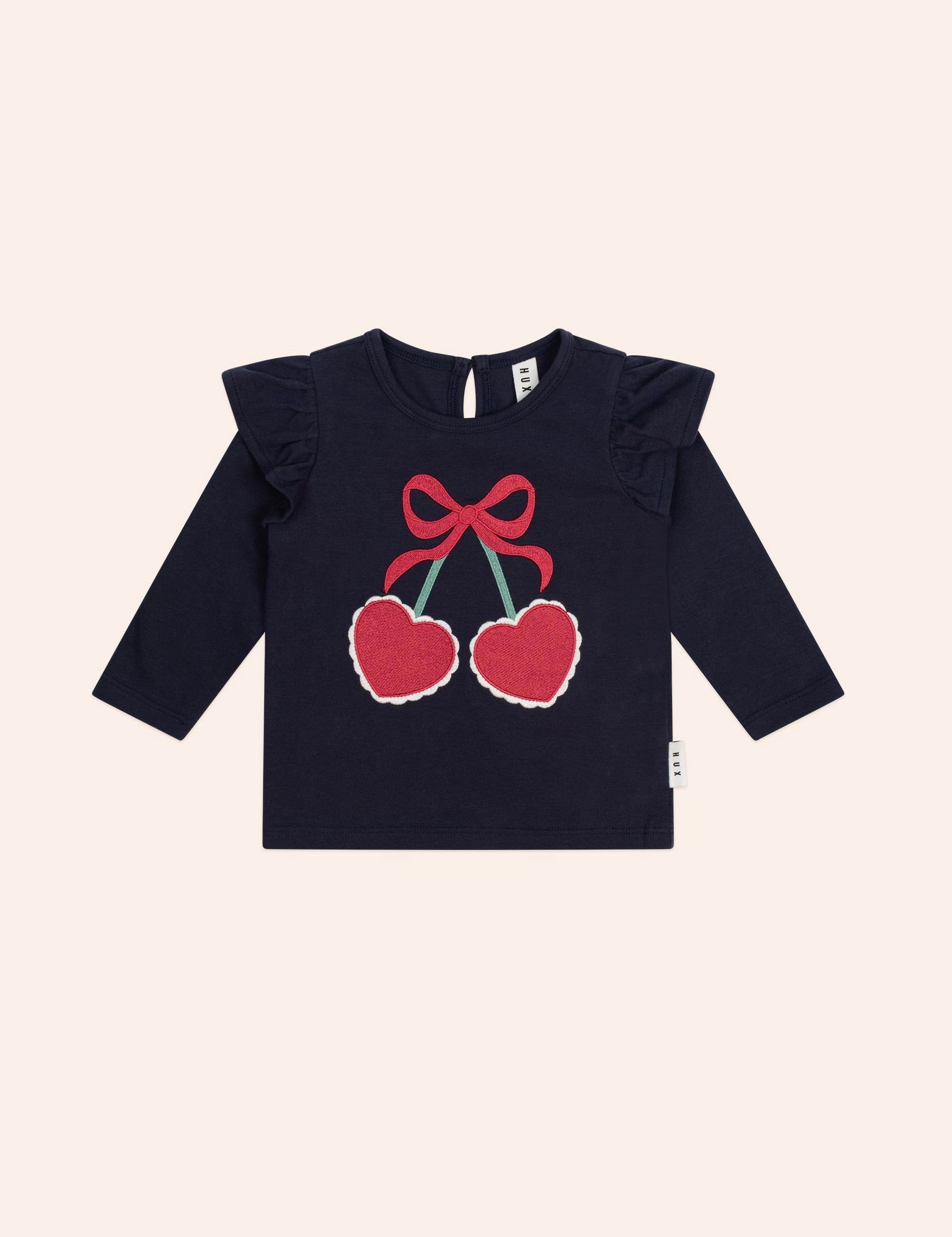 Cherry Heart Frill Top T-SHIRT Huxbaby