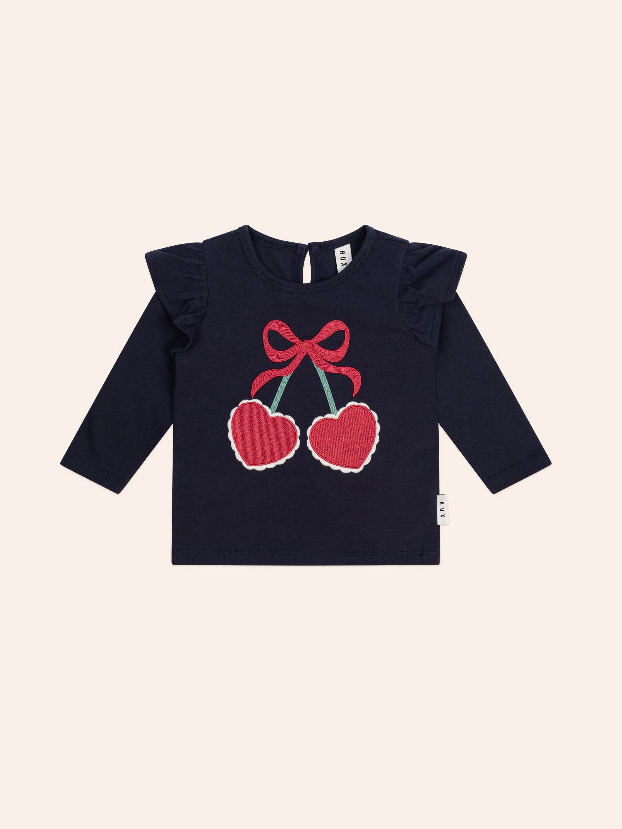 Cherry Heart Frill Top T-SHIRT Huxbaby