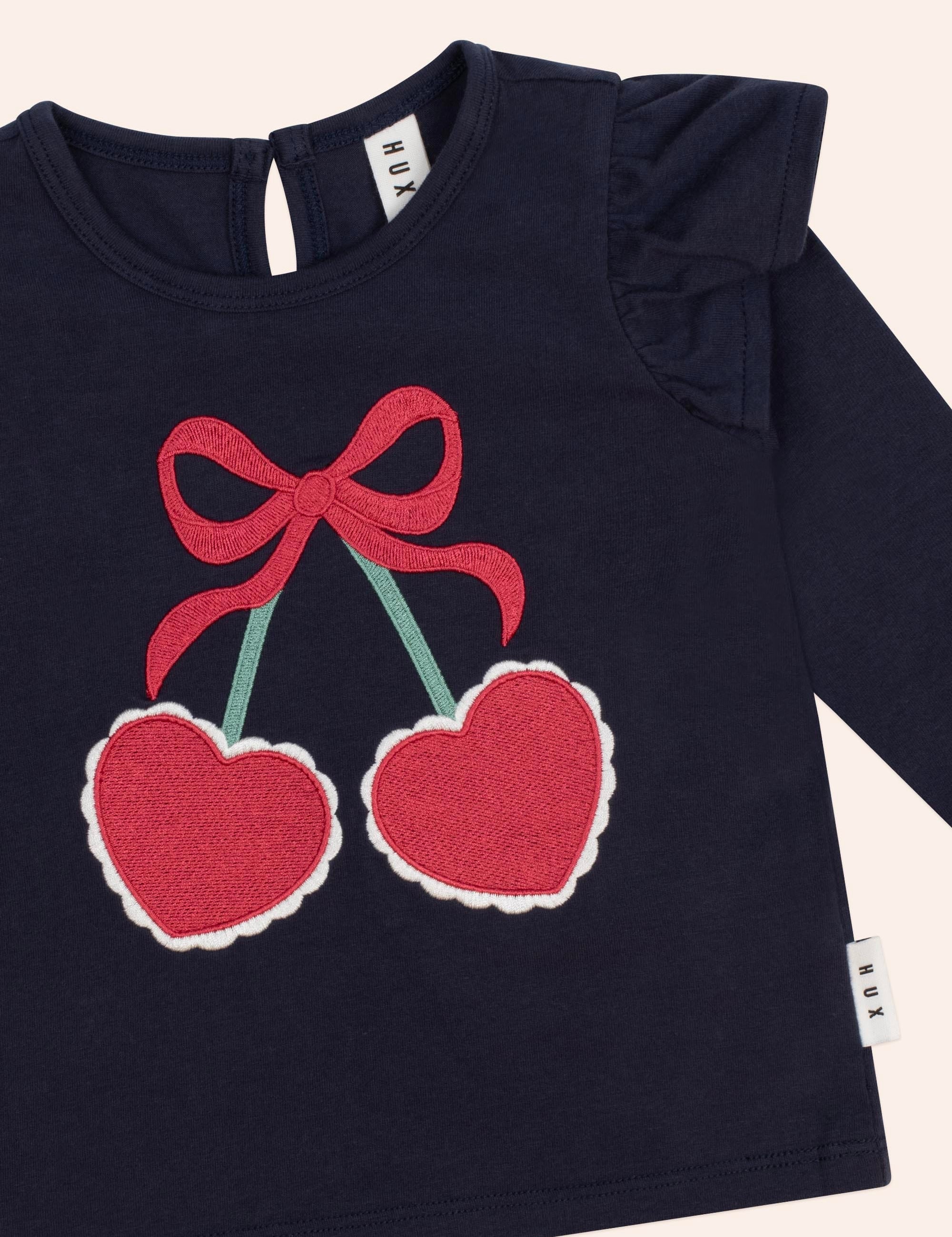 Cherry Heart Frill Top T-SHIRT Huxbaby