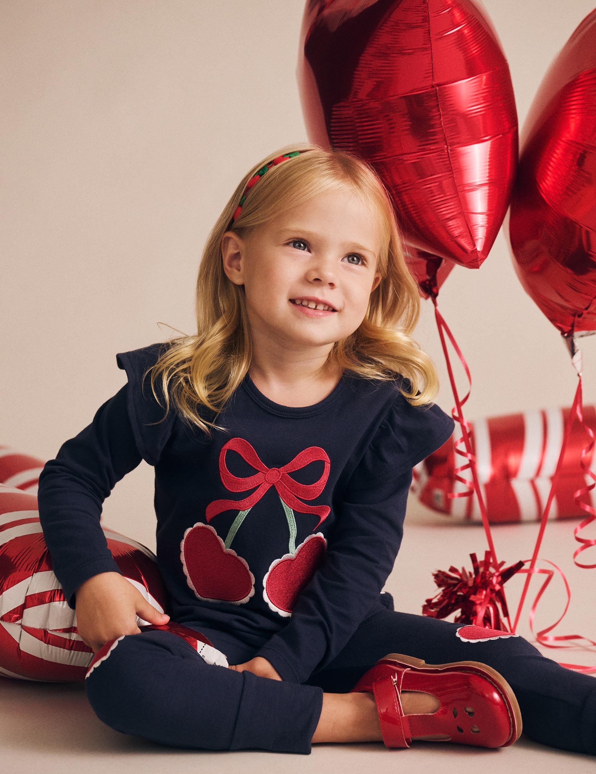 Cherry Heart Frill Top T-SHIRT Huxbaby