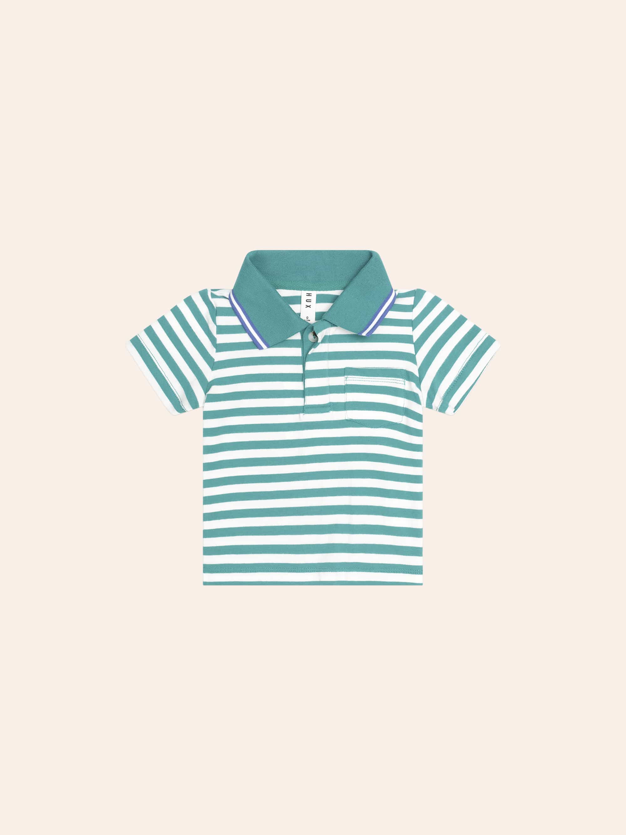 Green Stripe Polo T-SHIRT Huxbaby Shopify